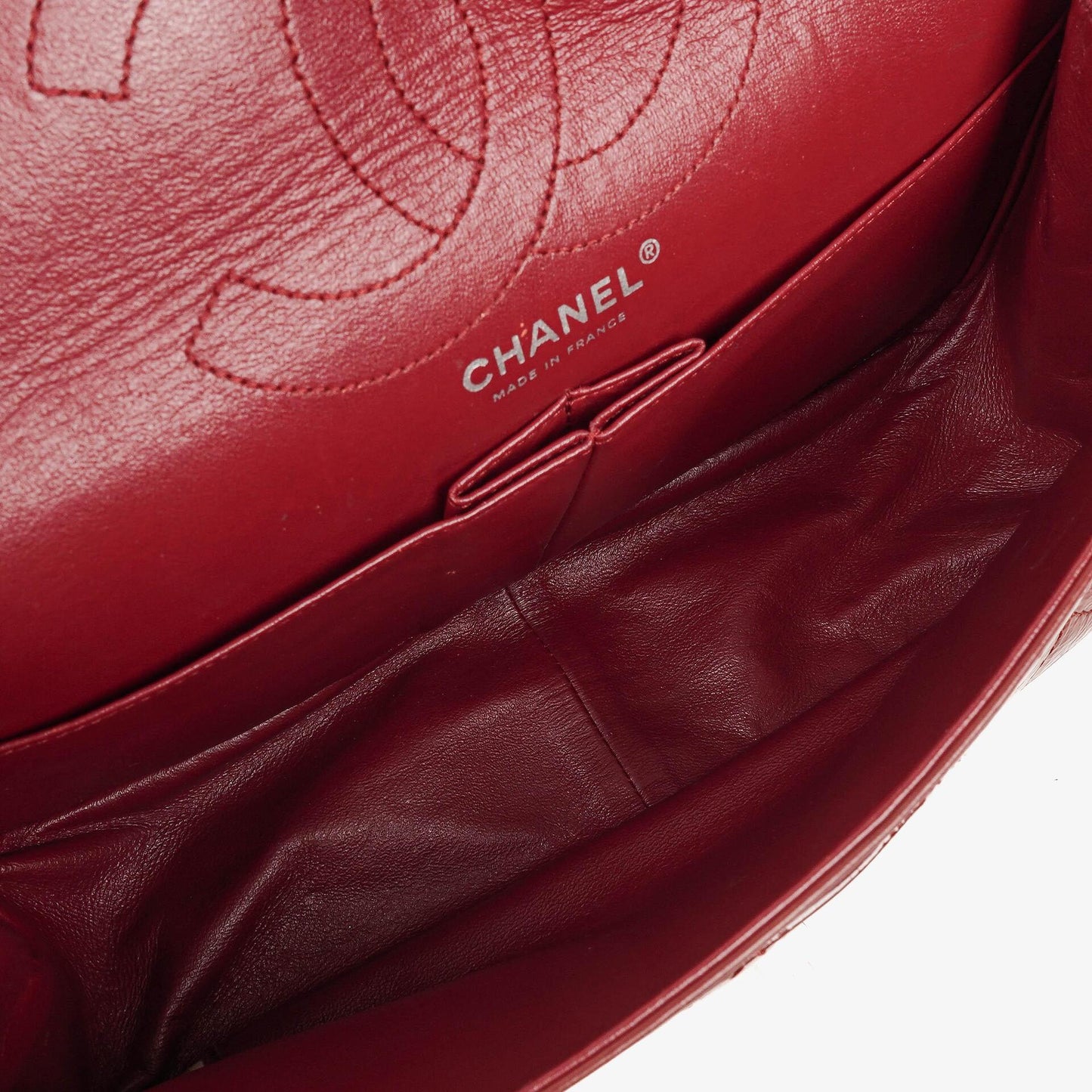 Chanel 2.55 226 Reissue Red Crinkled Patent Leather Flap Bag With Ruthenium Hardware