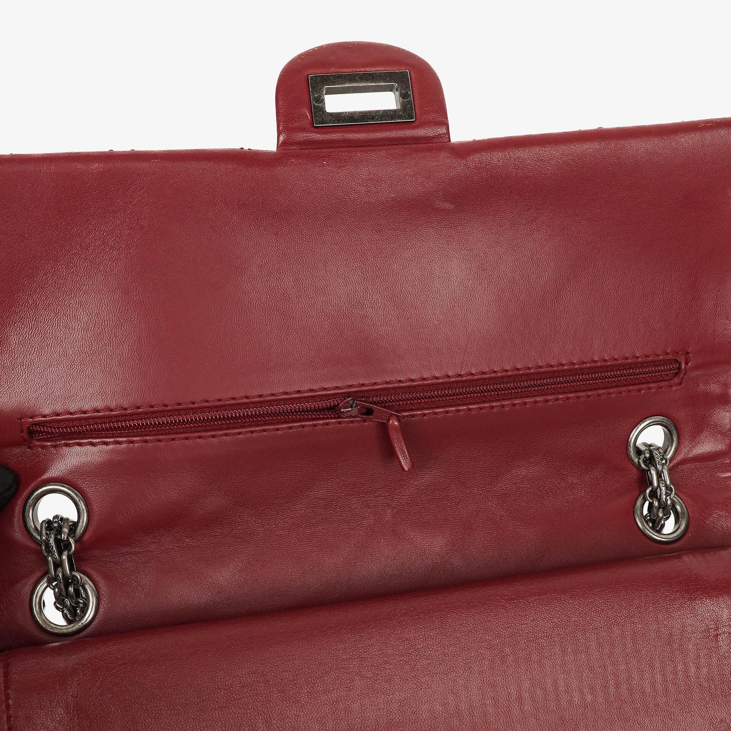 Chanel 2.55 226 Reissue Red Crinkled Patent Leather Flap Bag With Ruthenium Hardware