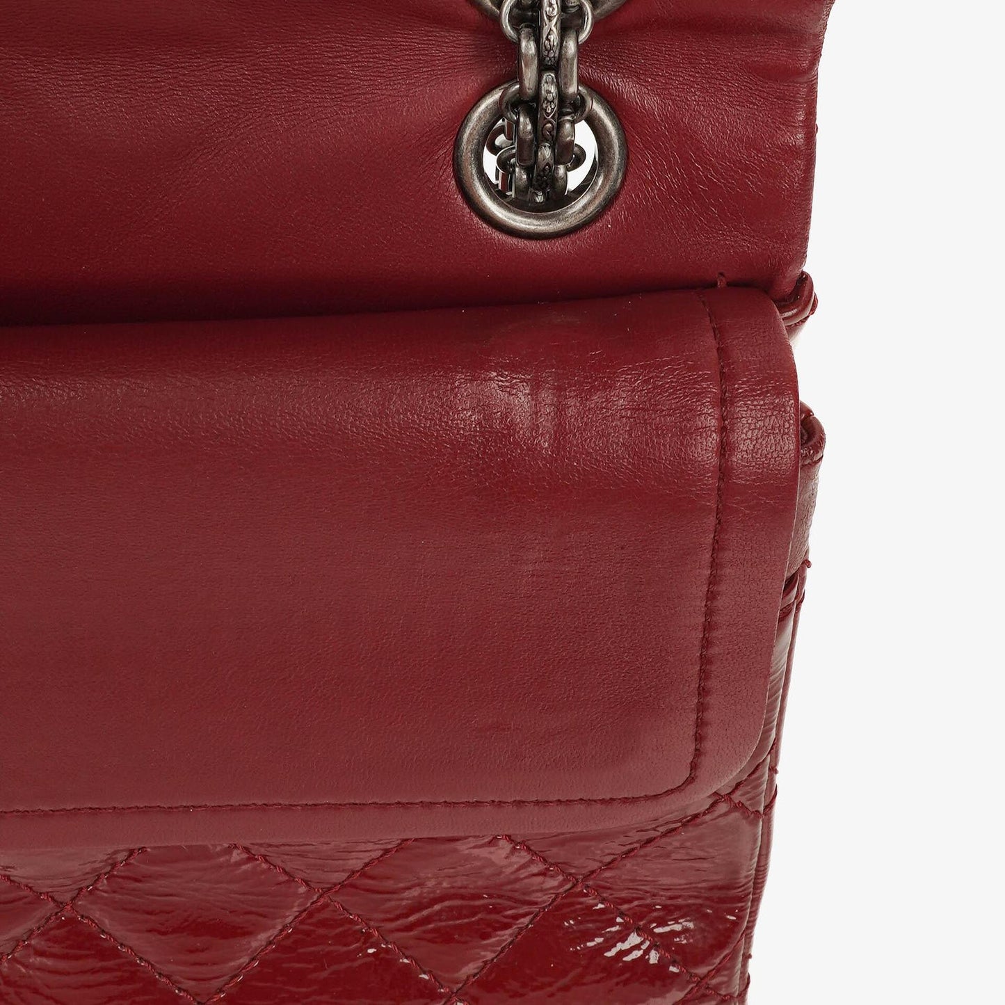 Chanel 2.55 226 Reissue Red Crinkled Patent Leather Flap Bag With Ruthenium Hardware