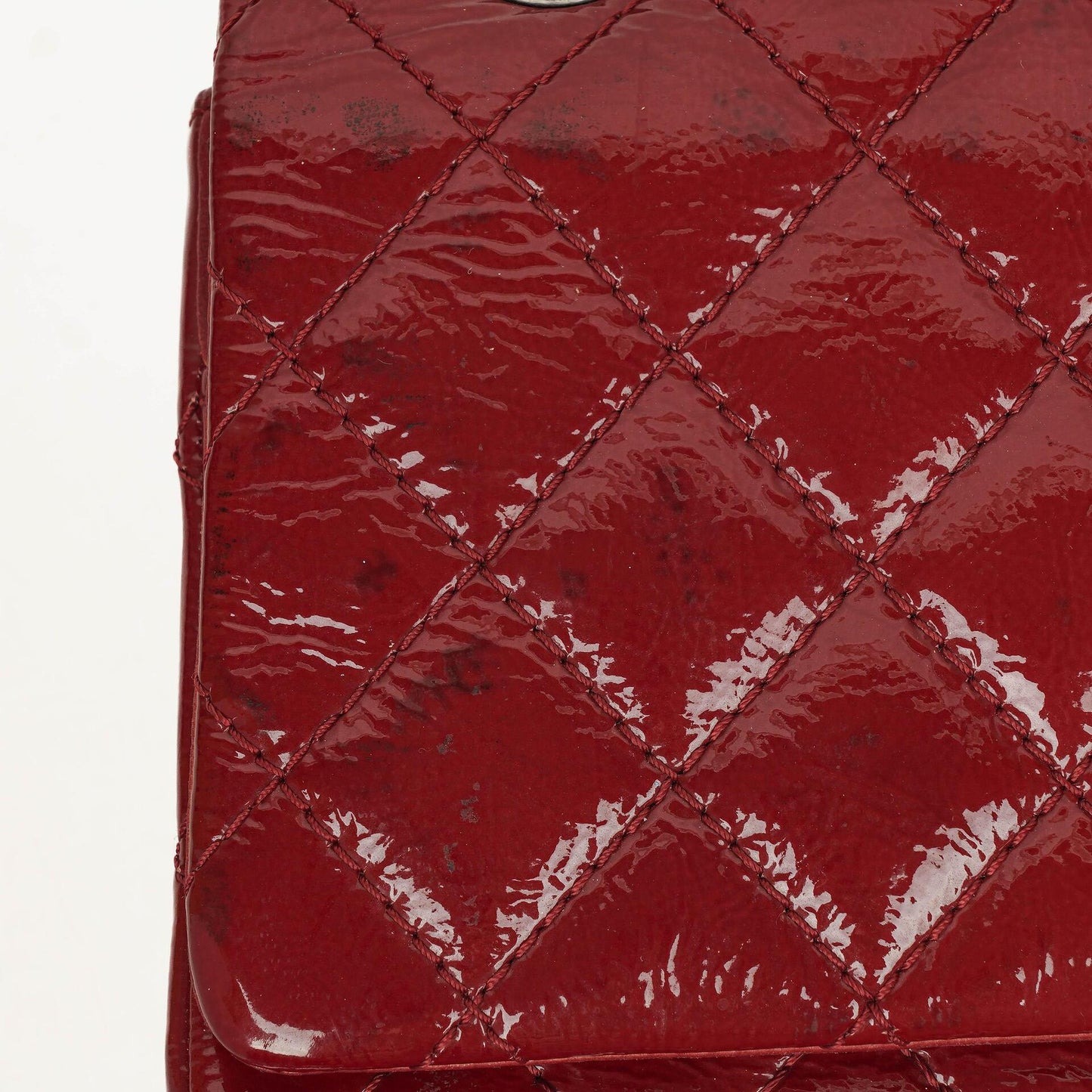 Chanel 2.55 226 Reissue Red Crinkled Patent Leather Flap Bag With Ruthenium Hardware