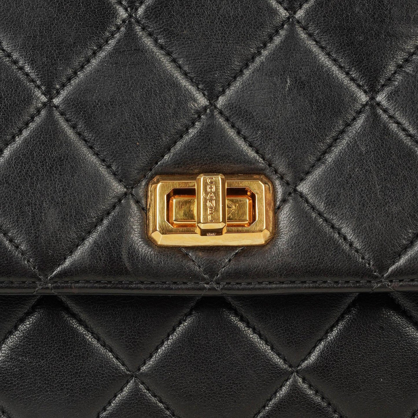 Chanel 2.55 Black Quilted Lambskin Top Handle Flap Bag