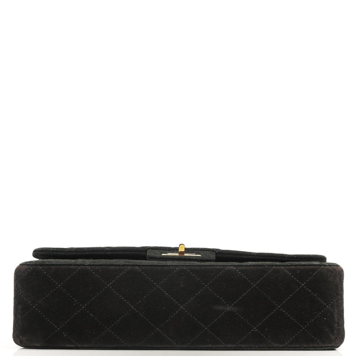 Chanel 2.55 Medium Classic Double Flap Bag Black Quilted Suede Gold Hardware