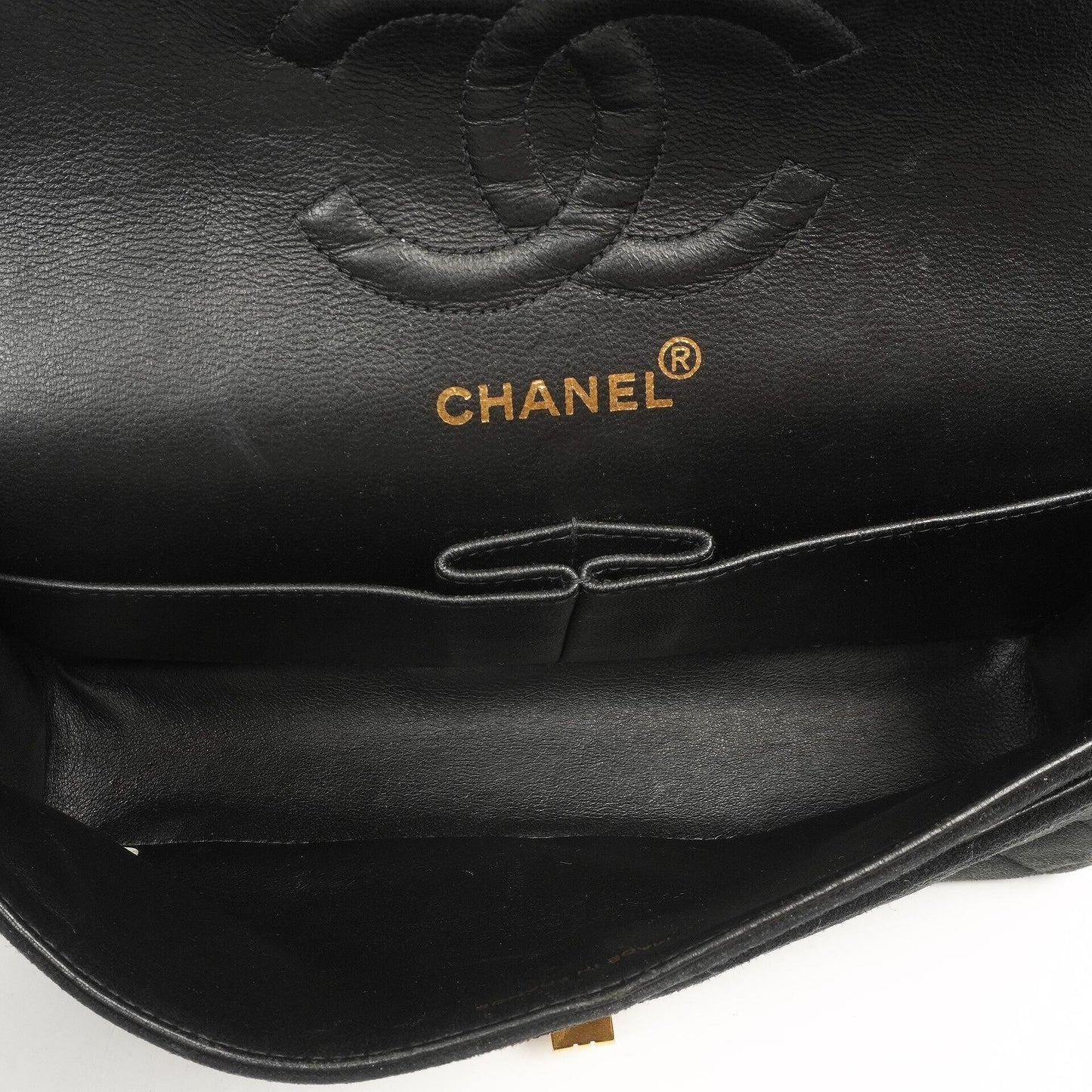 Chanel 2.55 Medium Classic Double Flap Bag Black Quilted Suede Gold Hardware
