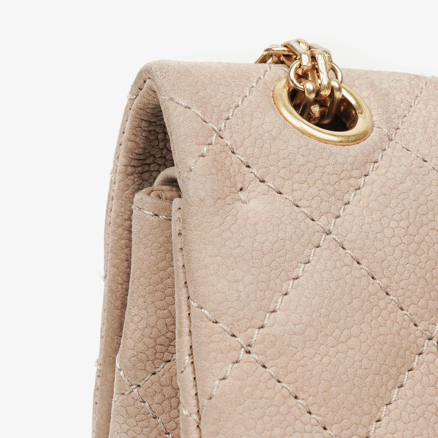 Chanel 2.55 Reissue 227 Flap Bag Beige Quilted Caviar With Gold-Tone Hardware