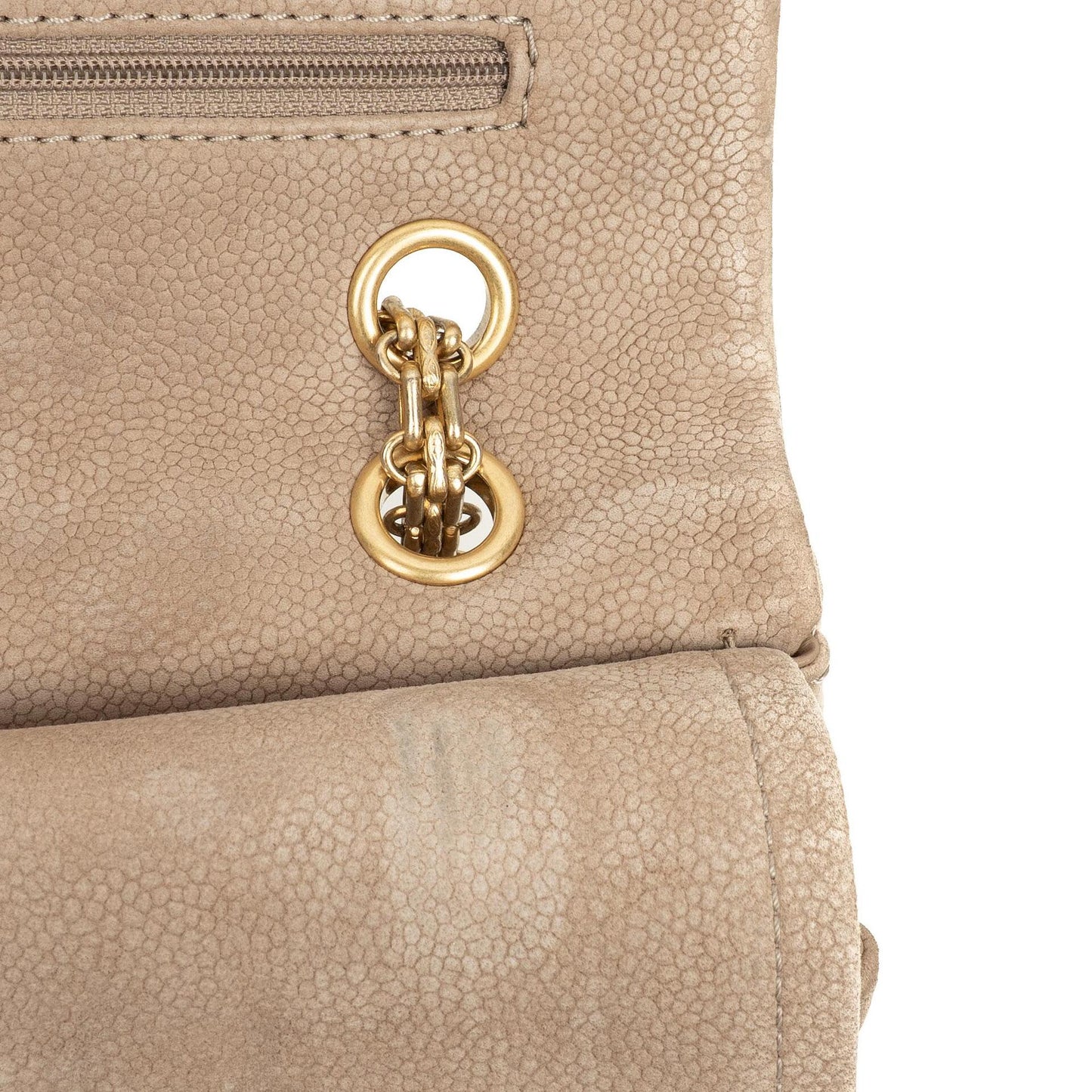 Chanel 2.55 Reissue 227 Jumbo Flap Bag Beige Quilted Caviar With Gold-Tone Hardware