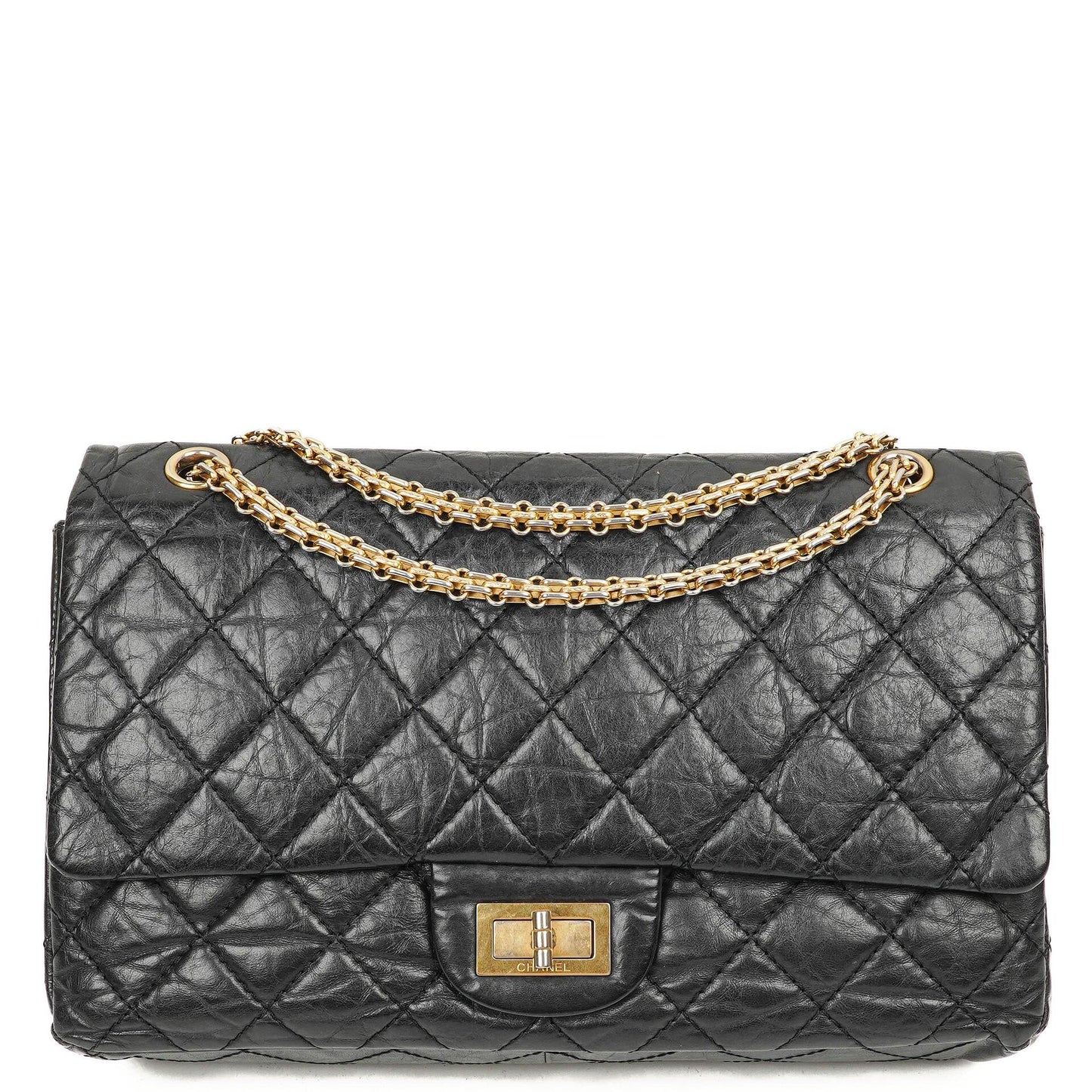 Chanel 2.55 Reissue Black Aged Calfskin Large Double Flap Bag