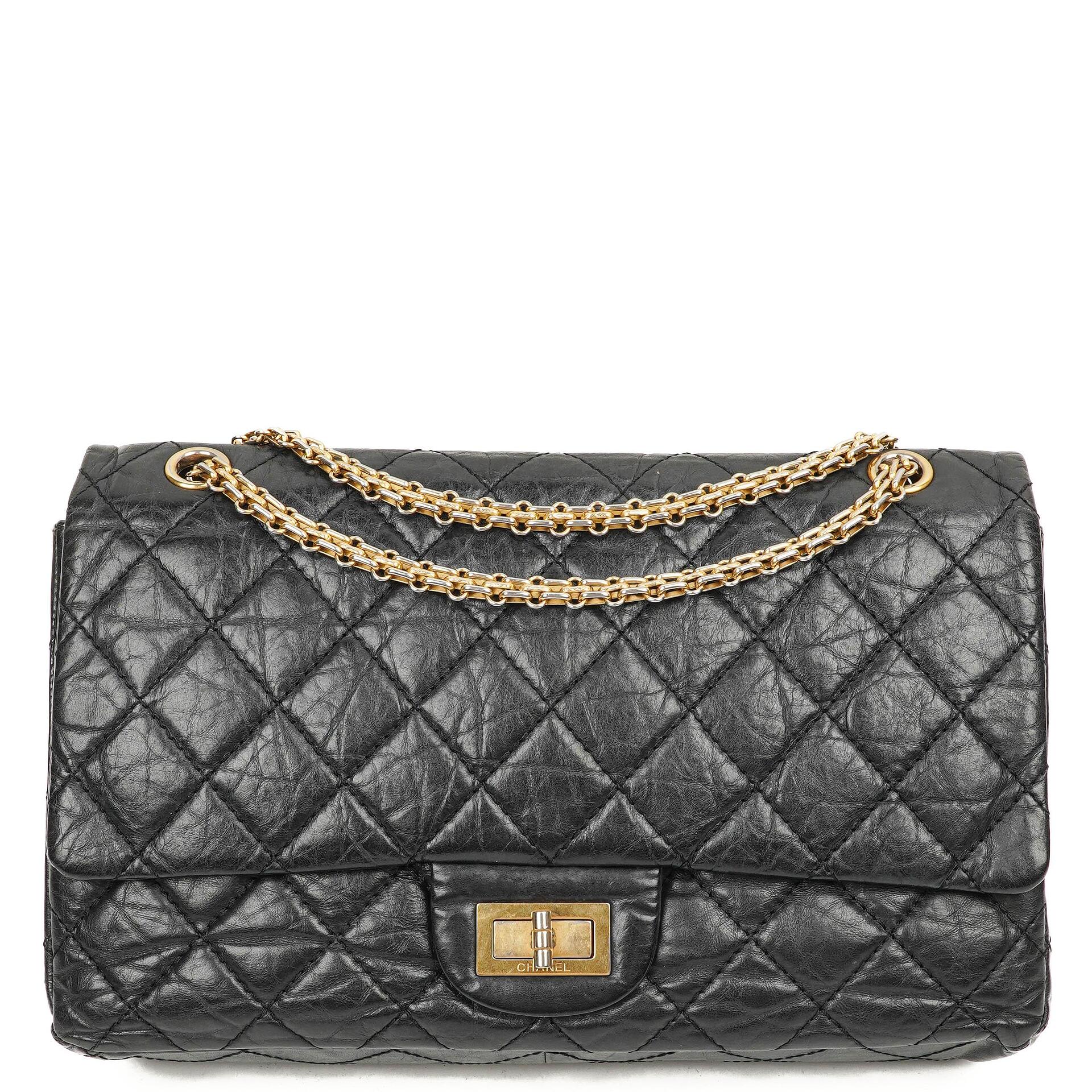 Chanel 2.55 Reissue Black Aged Calfskin Large Double Flap Bag