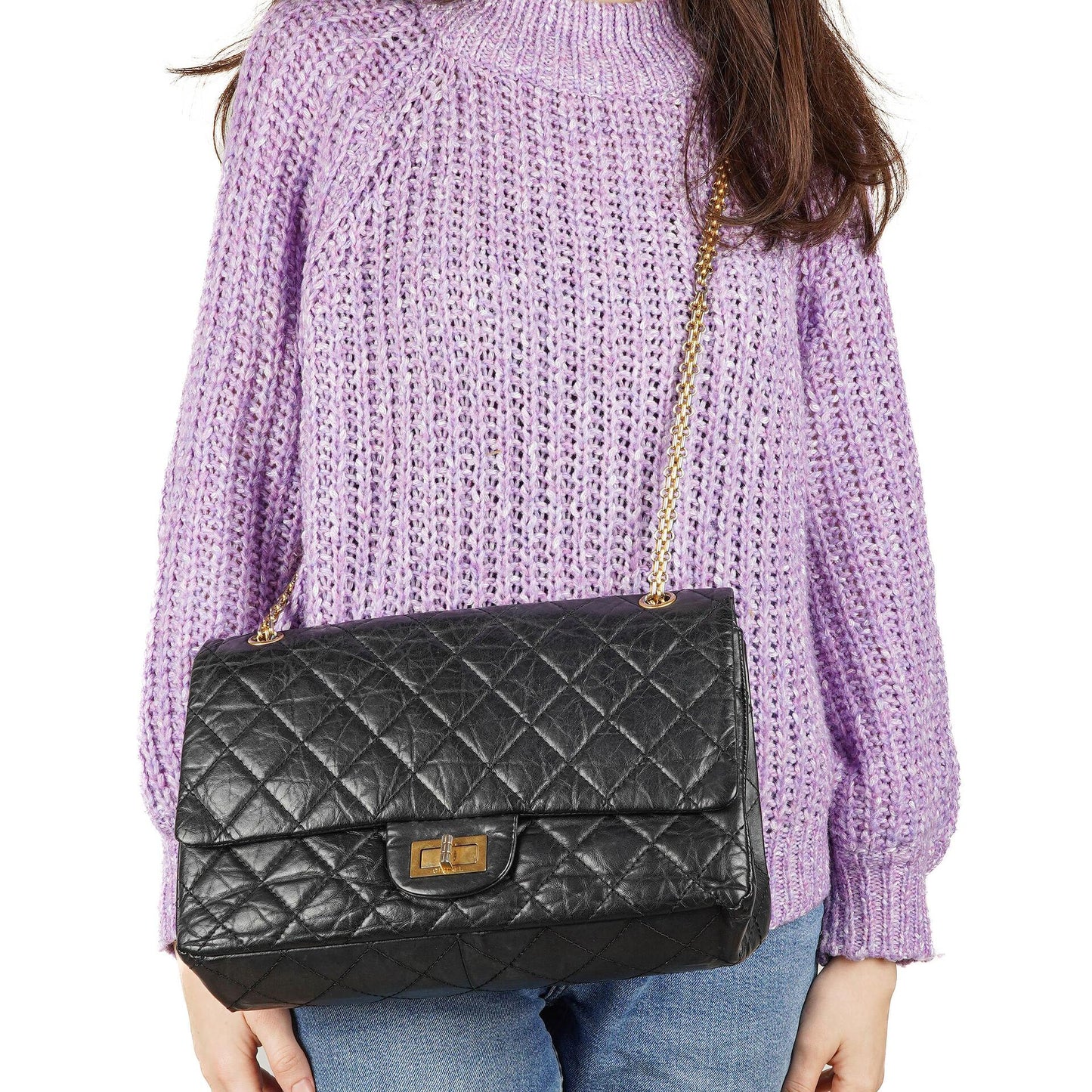 Chanel 2.55 Reissue Black Aged Calfskin Large Double Flap Bag