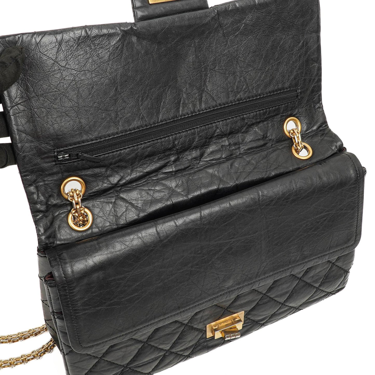 Chanel 2.55 Reissue Black Aged Calfskin Large Double Flap Bag