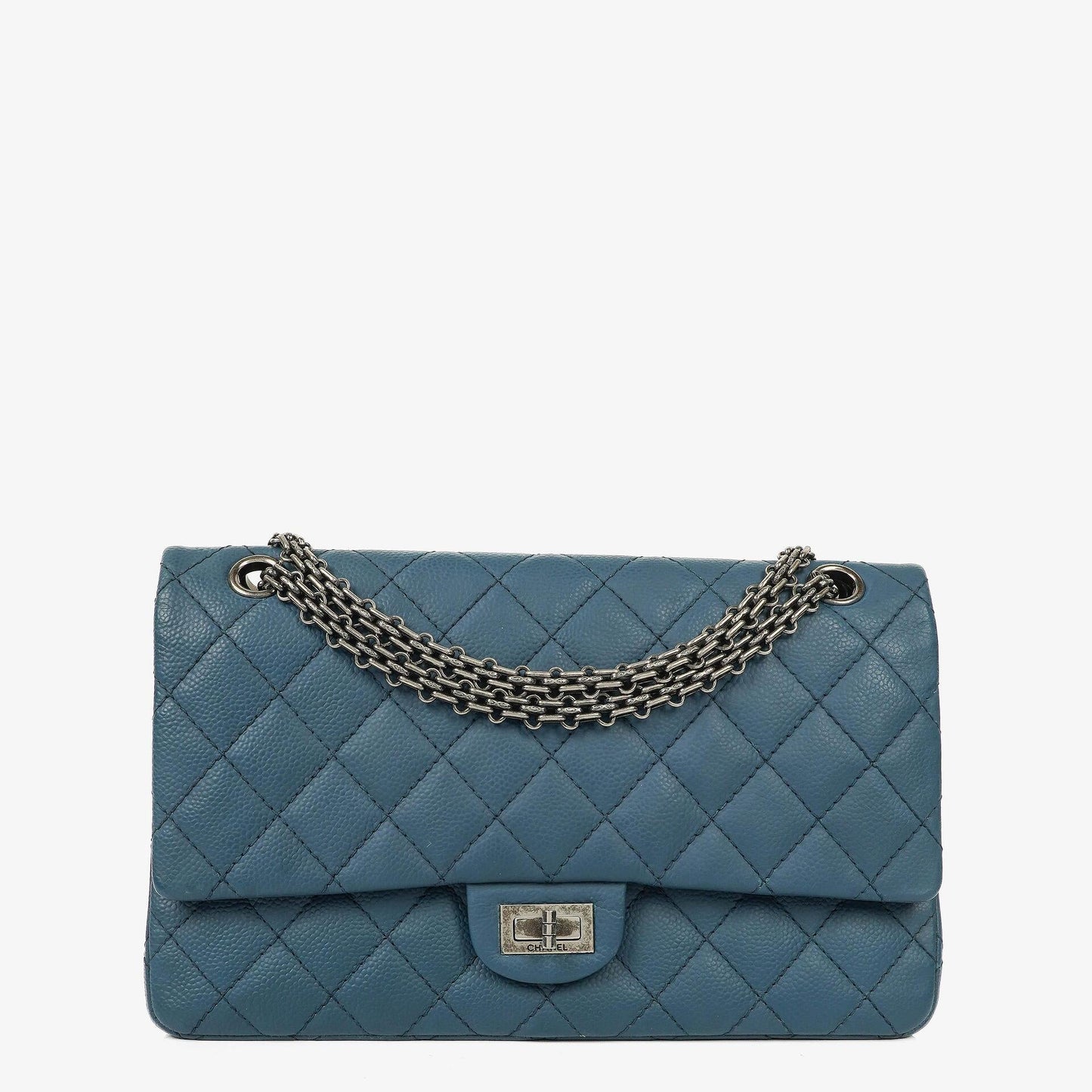 Chanel 2.55 Reissue Blue Caviar Quilted Leather Double Flap Bag With Ruthenium Hardware