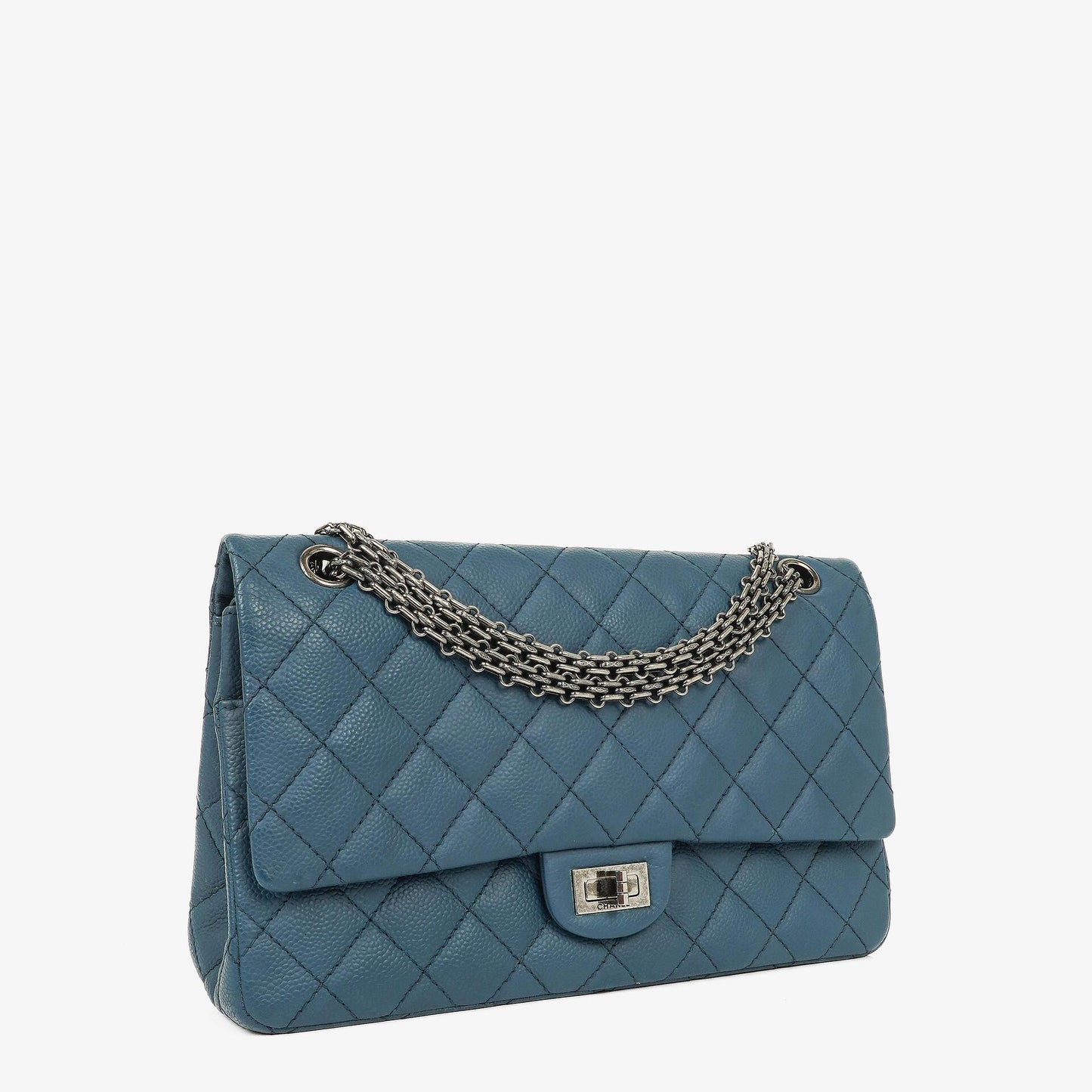 Chanel 2.55 Reissue Blue Caviar Quilted Leather Double Flap Bag With Ruthenium Hardware