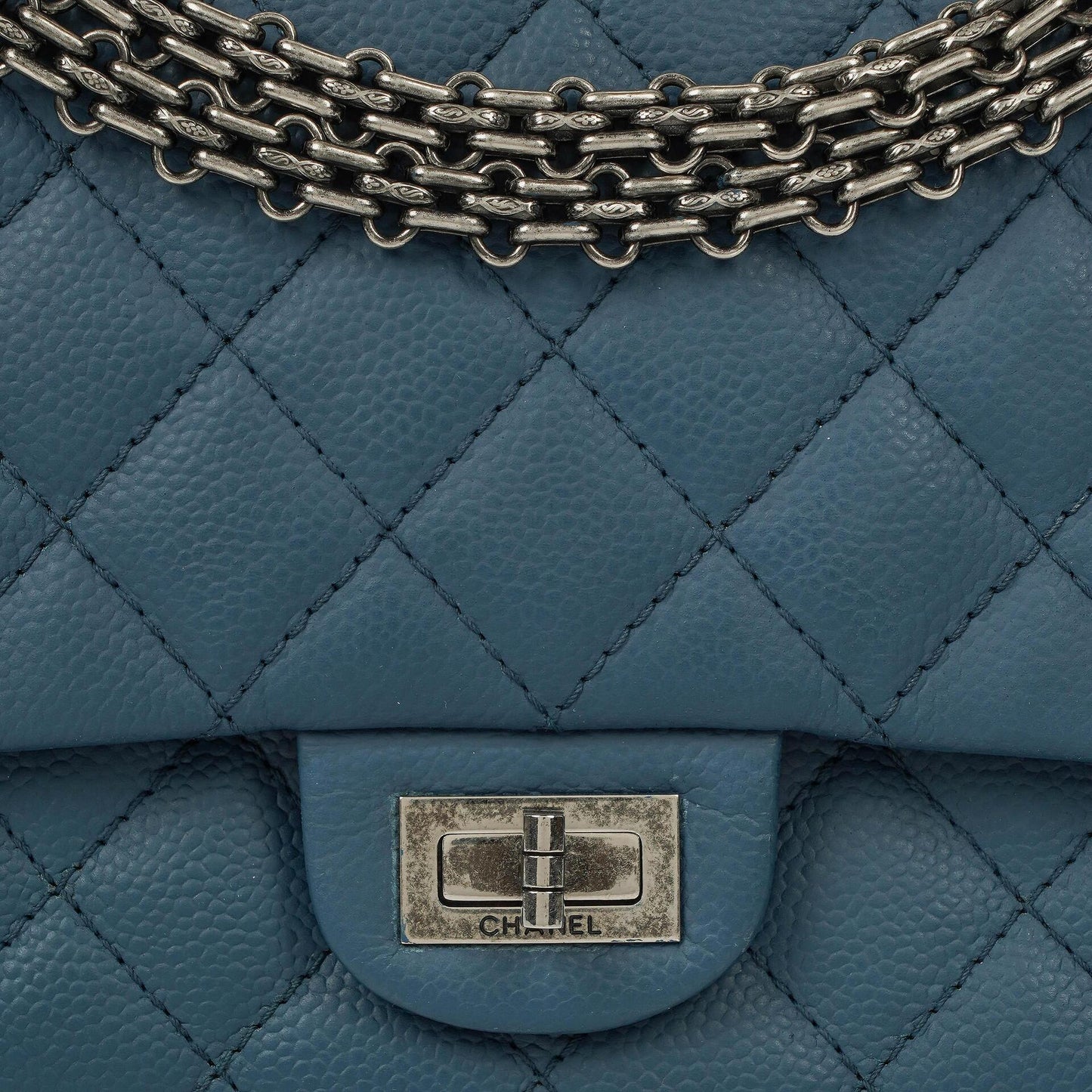 Chanel 2.55 Reissue Blue Caviar Quilted Leather Double Flap Bag With Ruthenium Hardware