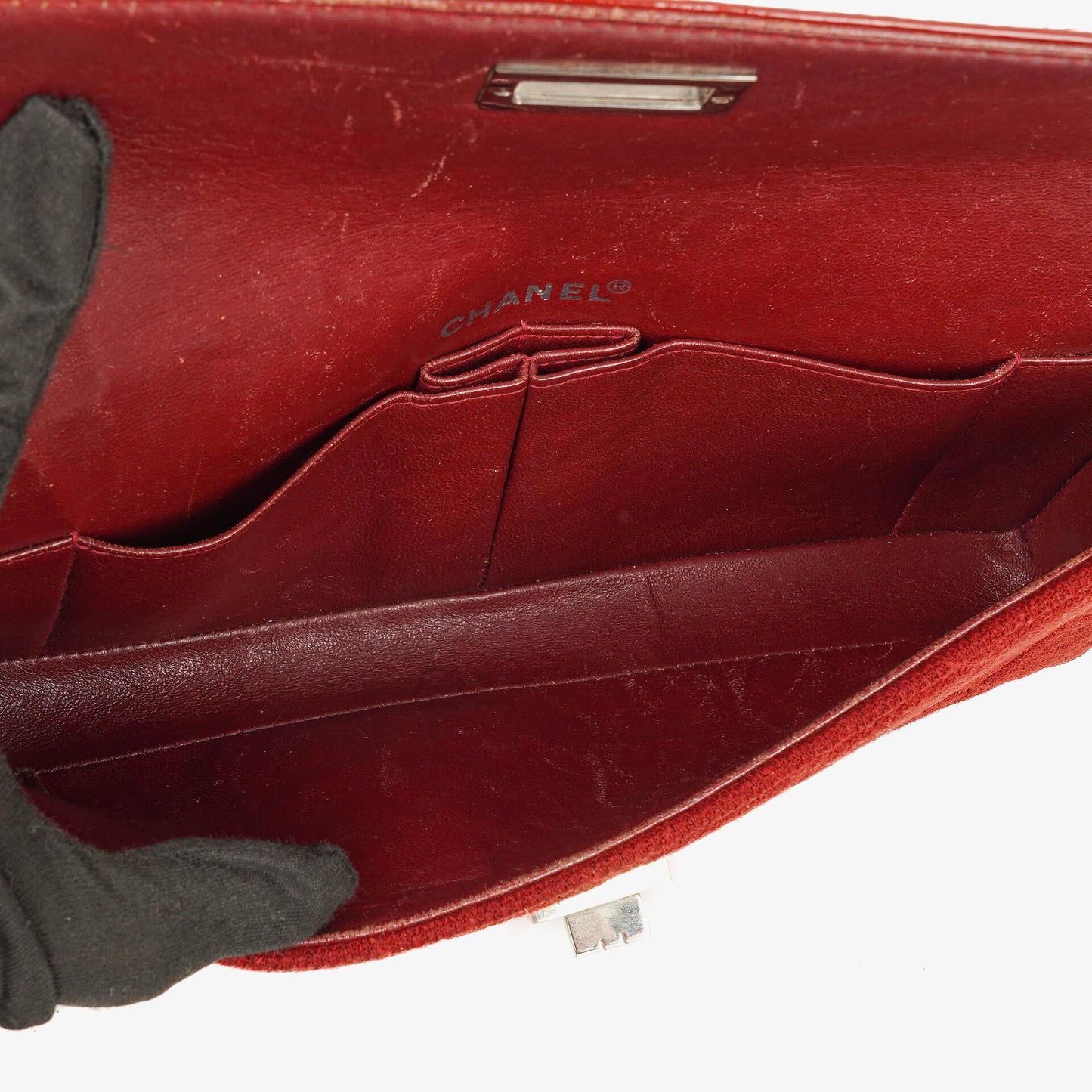 Chanel 2.55 Reissue East West Red Patent Jersey Quilted Flap Bag