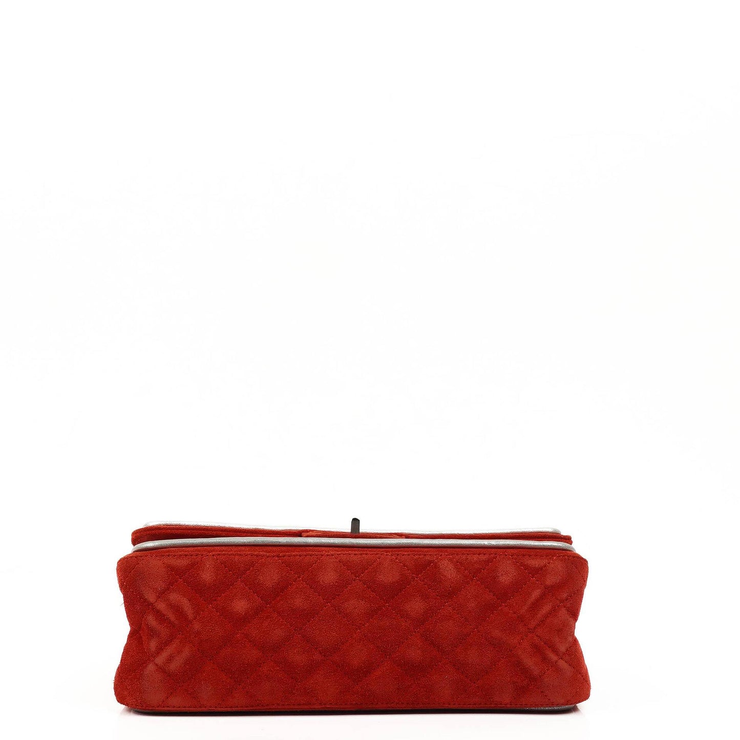 Chanel 2.55 Reissue Medium Double Flap Bag in Red Suede and Silver Leather