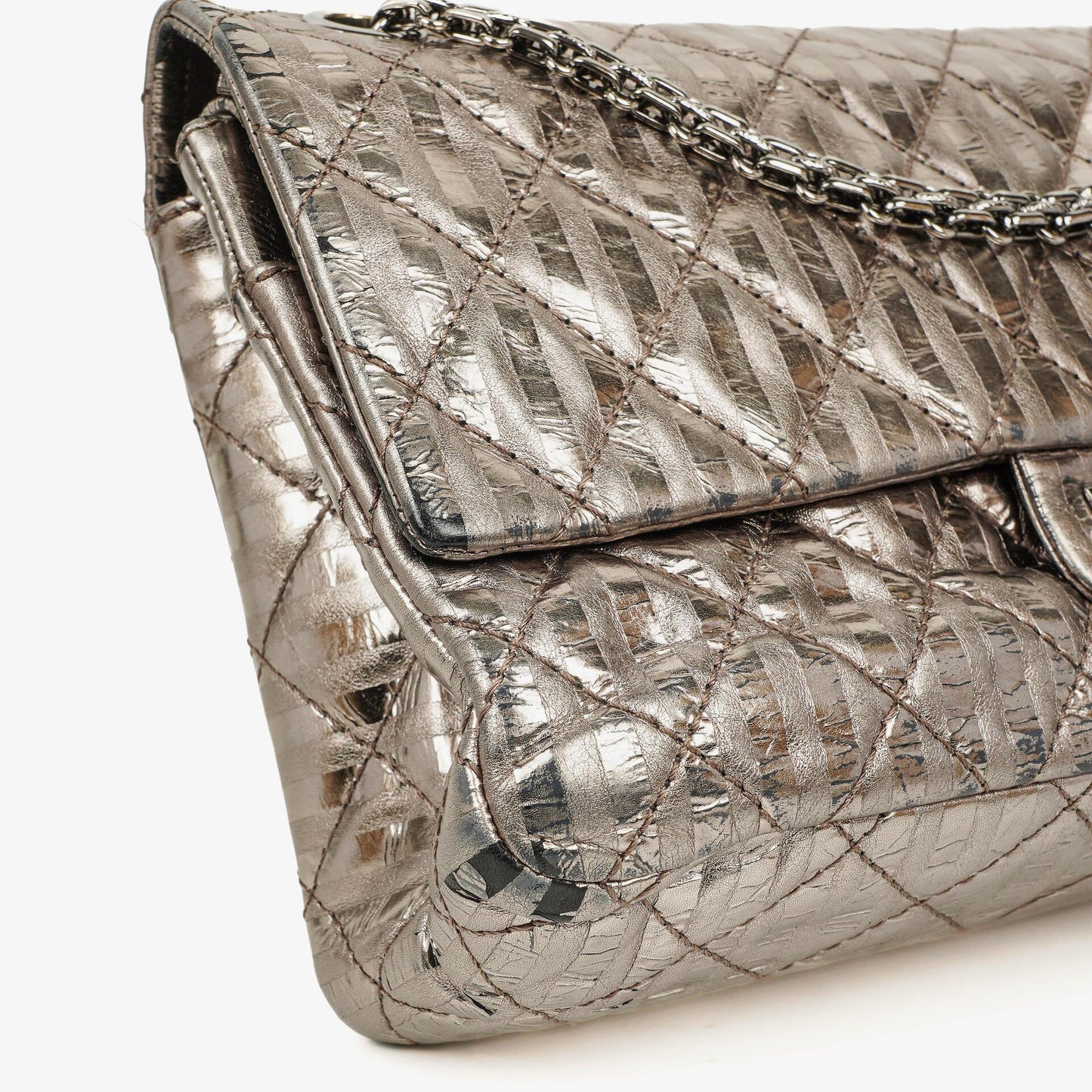 Chanel 2.55 Reissue Metallic Bronze Calfskin Striped 226 Flap Bag