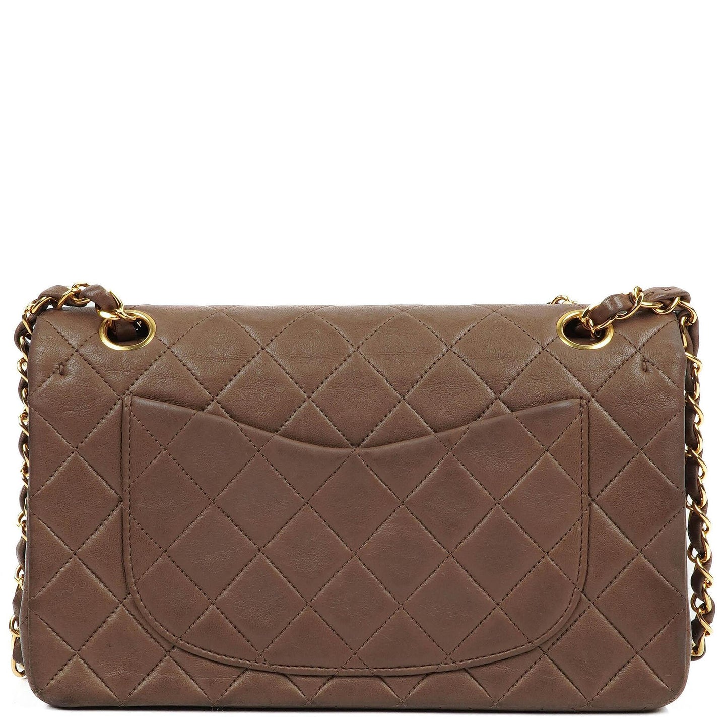 Chanel Small Clasic Double Flap Brown Quilted Lambskin 24K Gold-Plated Hardware