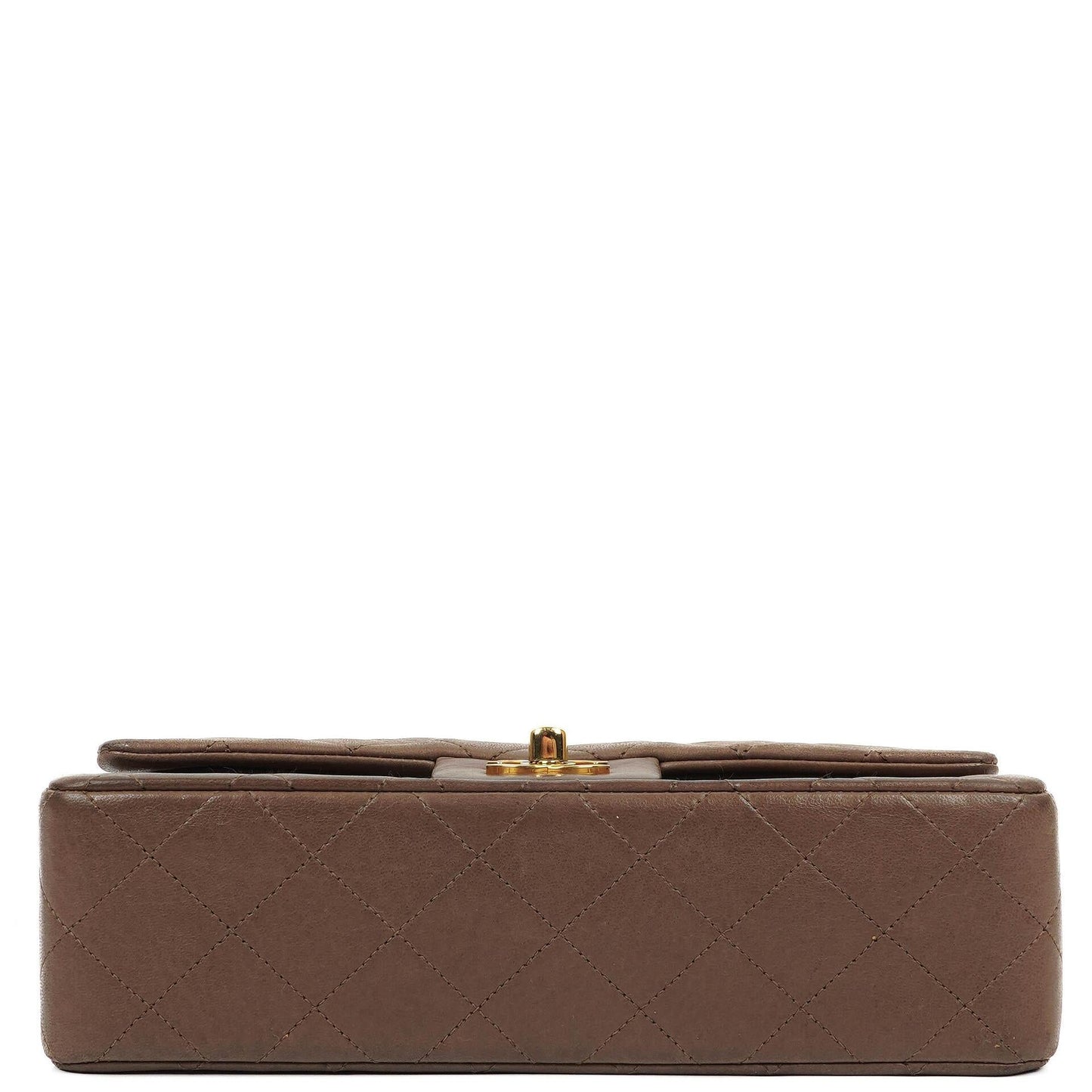 Chanel Small Clasic Double Flap Brown Quilted Lambskin 24K Gold-Plated Hardware