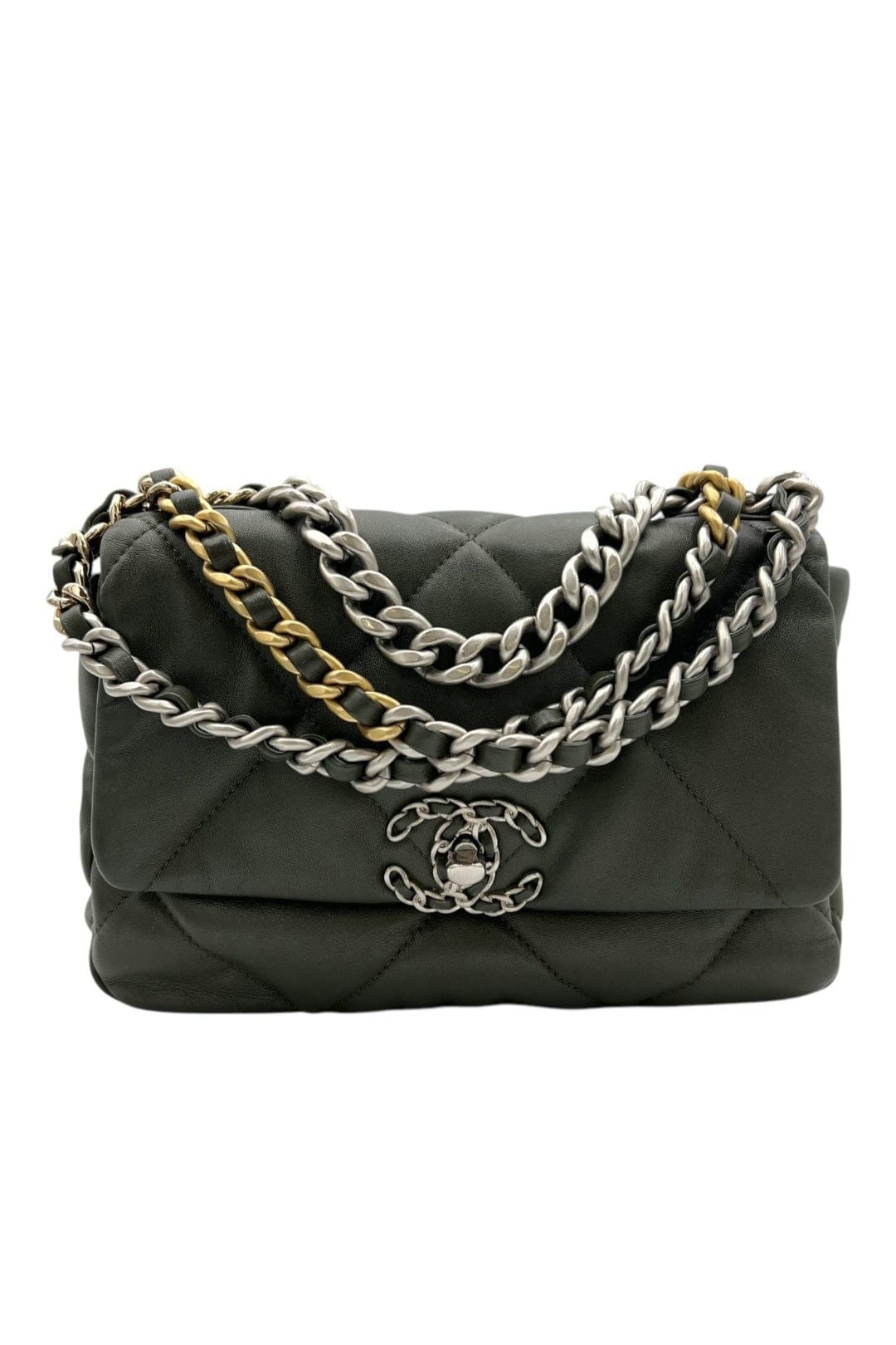 Chanel C19 Shoulder Bag Small Green in Lambskin, Mixed hardware S2411-002510CH