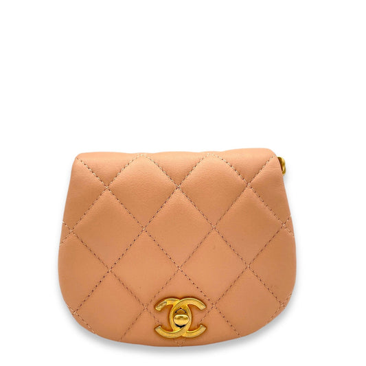Chanel Chain Clutch Mini Beige Crossbody Bag in Lambskin, Gold hardware