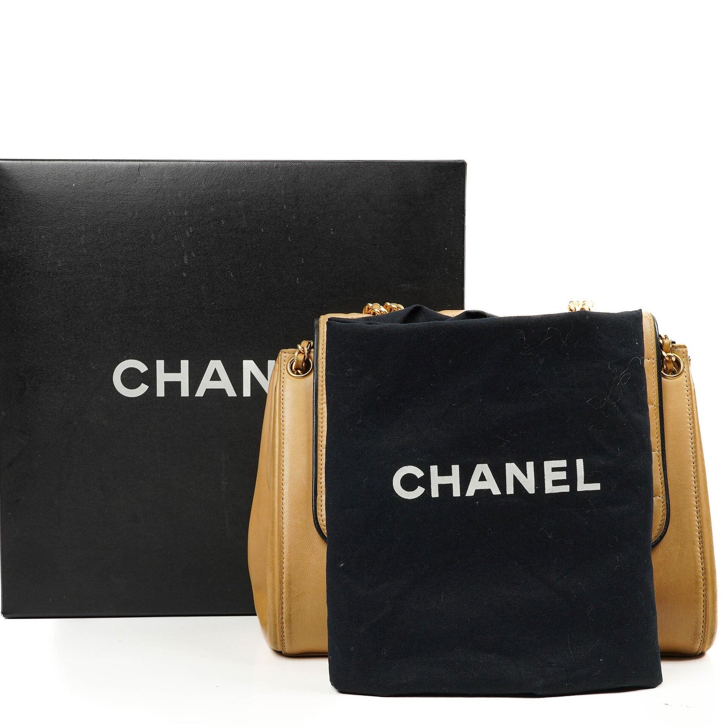 Chanel Accordion Chocolate Bar 2.55 Flap Bag Beige Quilted Lambskin, 2000-2002