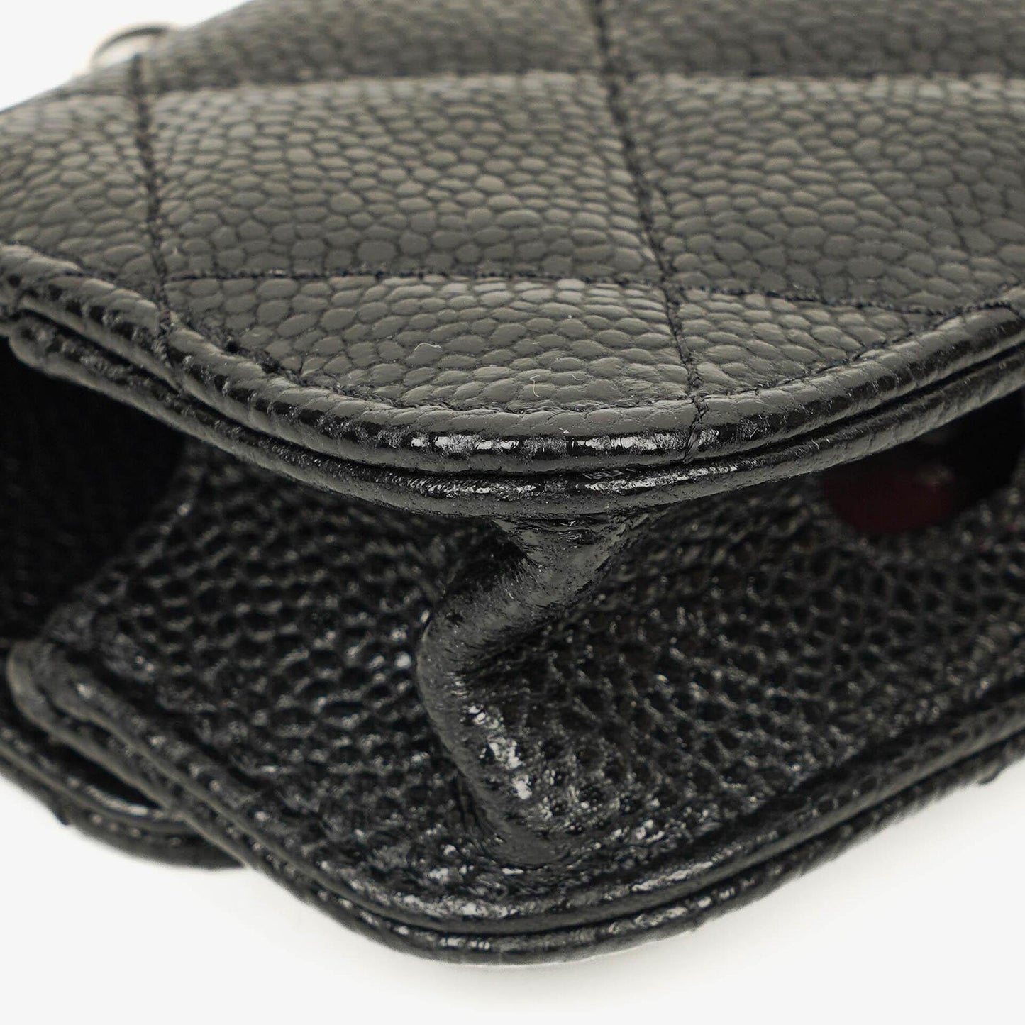 Chanel Airpods Pro Case In Black Caviar Quilted Leather With Silver-Tone Hardware