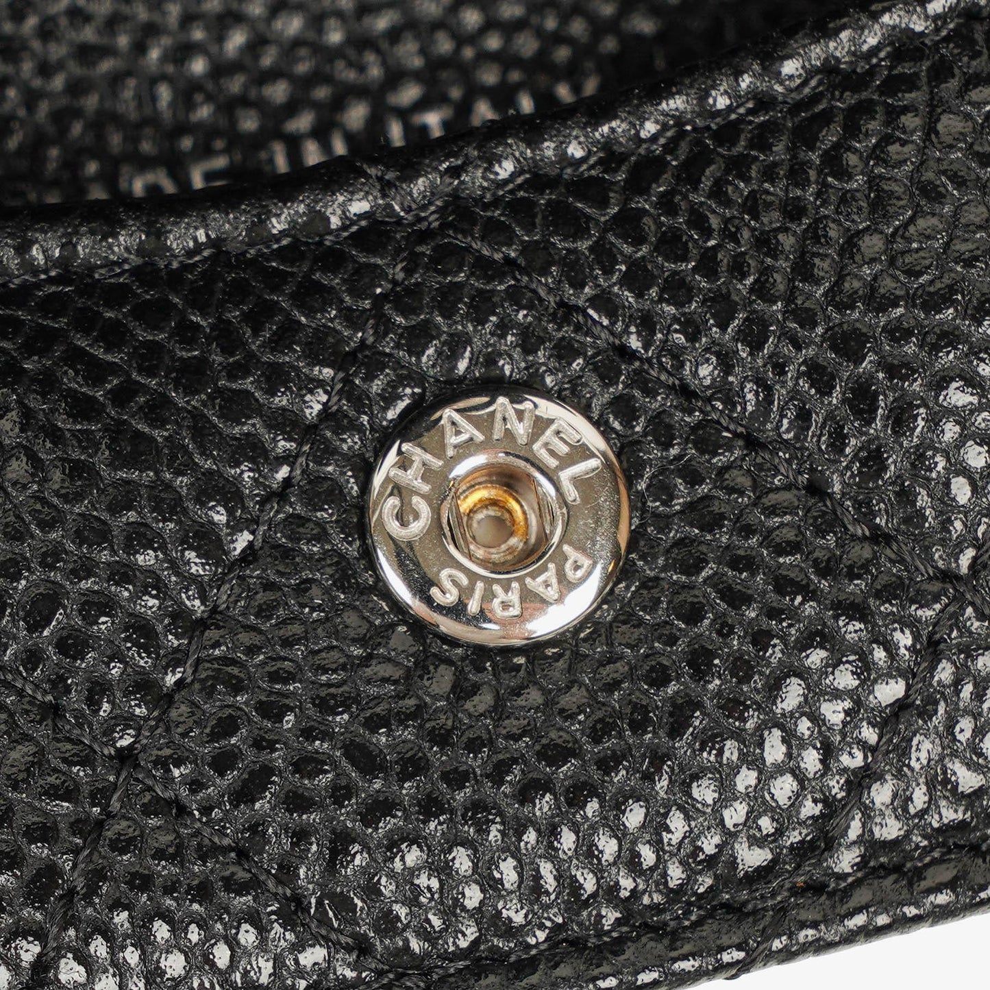 Chanel Airpods Pro Case In Black Caviar Quilted Leather With Silver-Tone Hardware