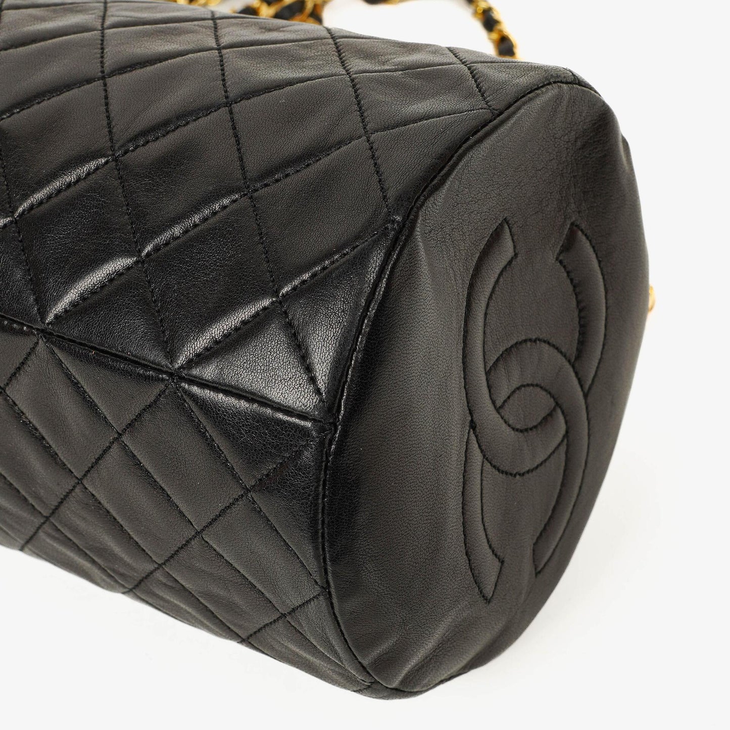 Chanel Barrel Black Quilted Leather Shoulder Bag
