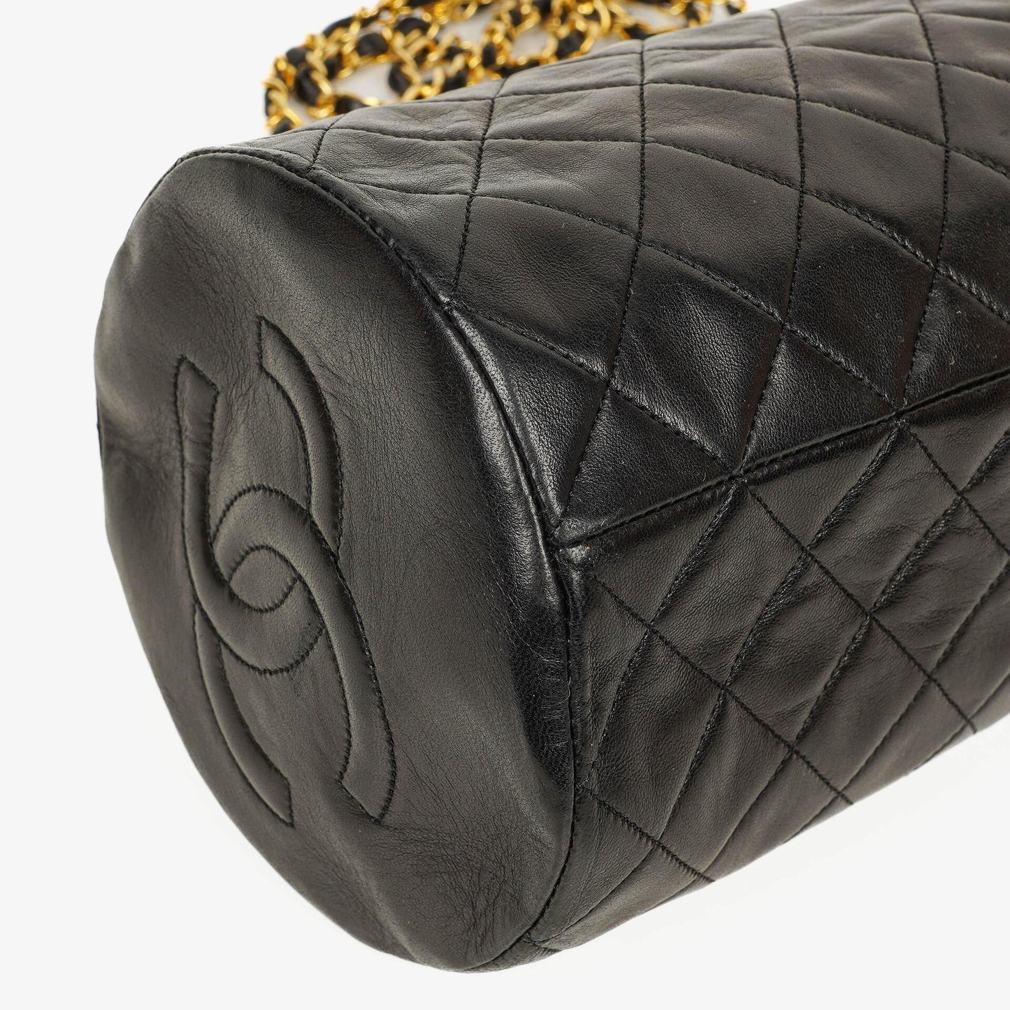 Chanel Barrel Black Quilted Leather Shoulder Bag