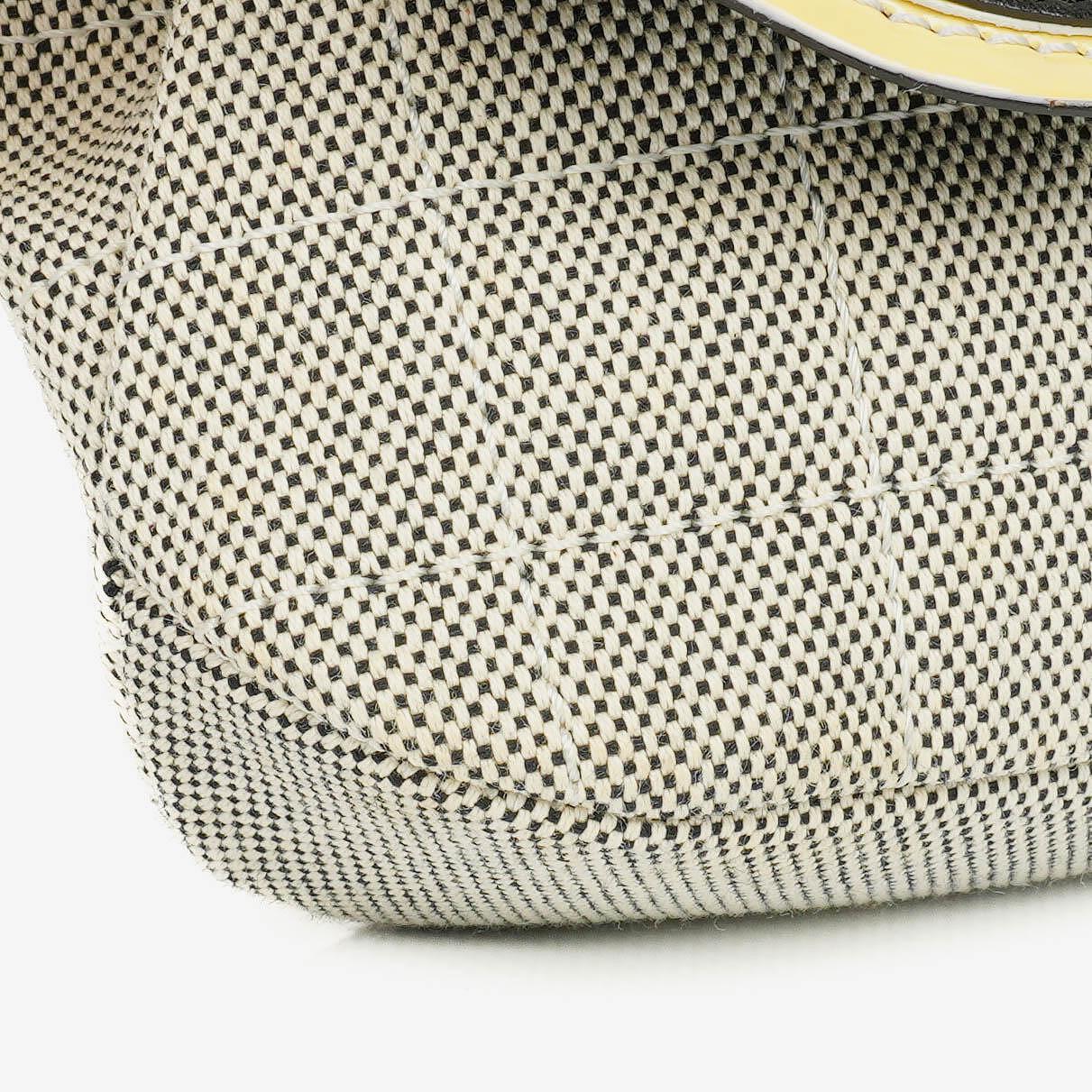 Chanel Beige Black Canvas Camellia N°5 Bag