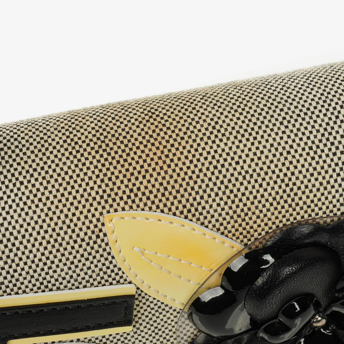 Chanel Beige Black Canvas Camellia N°5 Bag