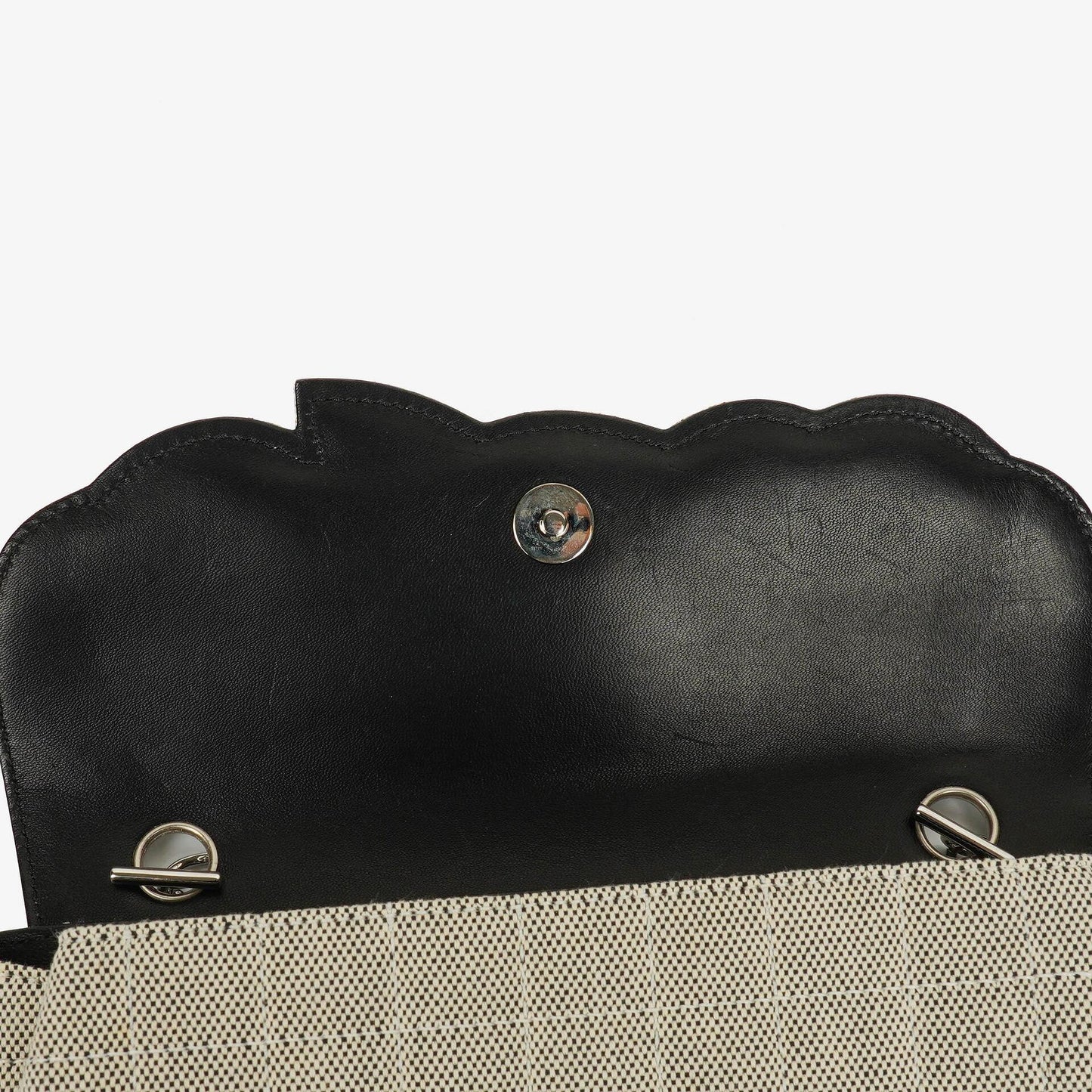 Chanel Beige Black Canvas Camellia N°5 Bag