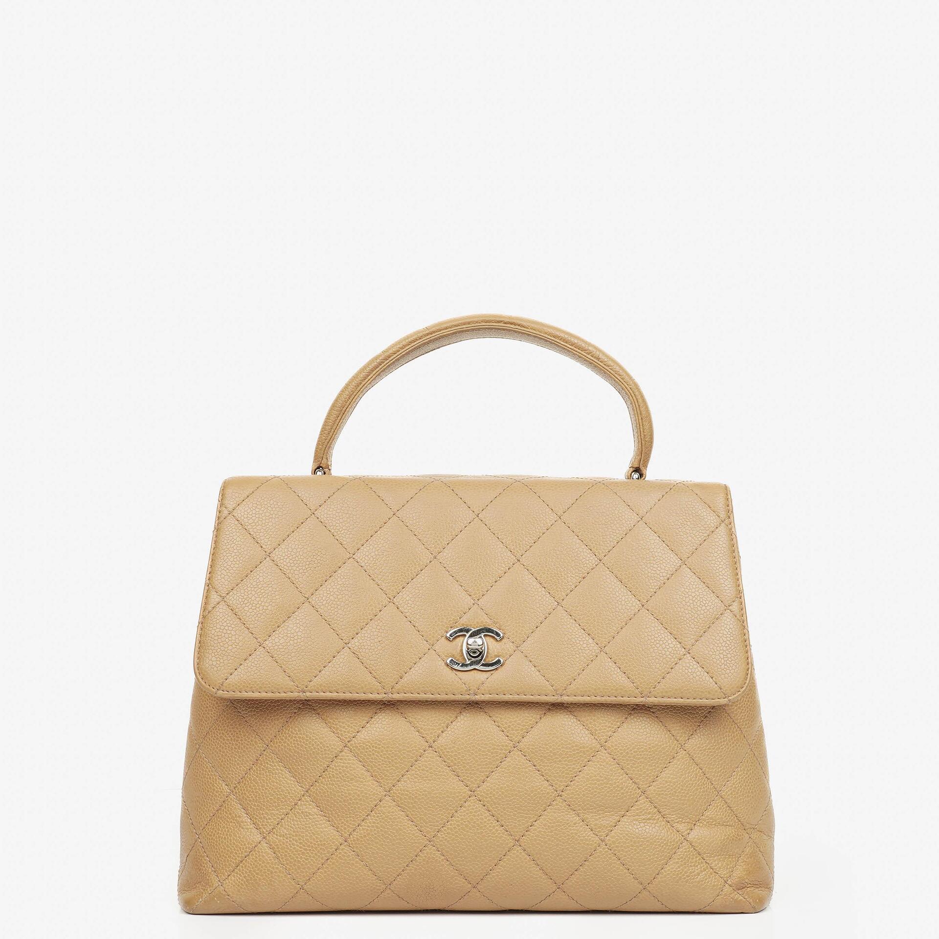 Chanel Beige Caviar Quilted Jumbo Kelly Flap Bag