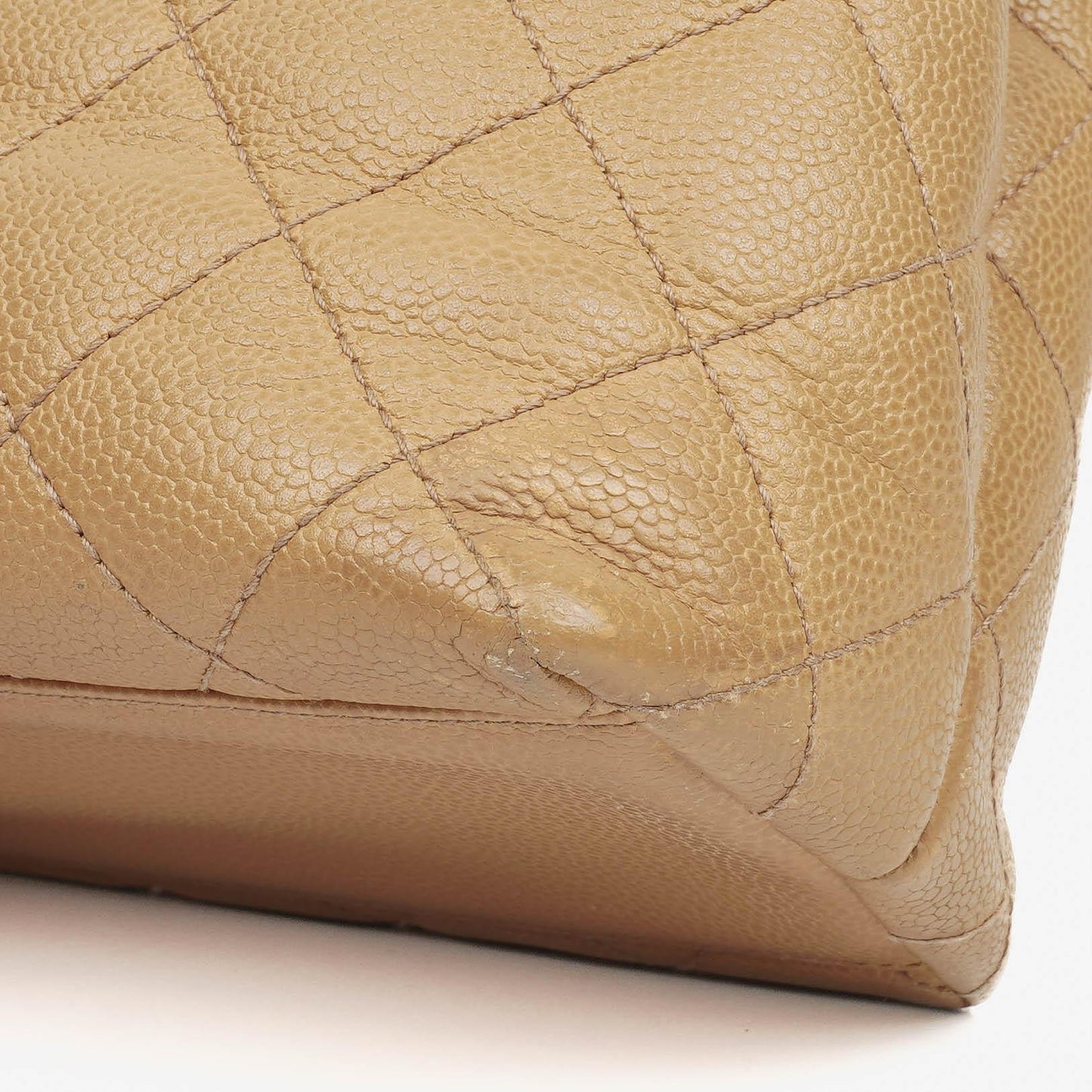 Chanel Beige Caviar Quilted Jumbo Kelly Flap Bag