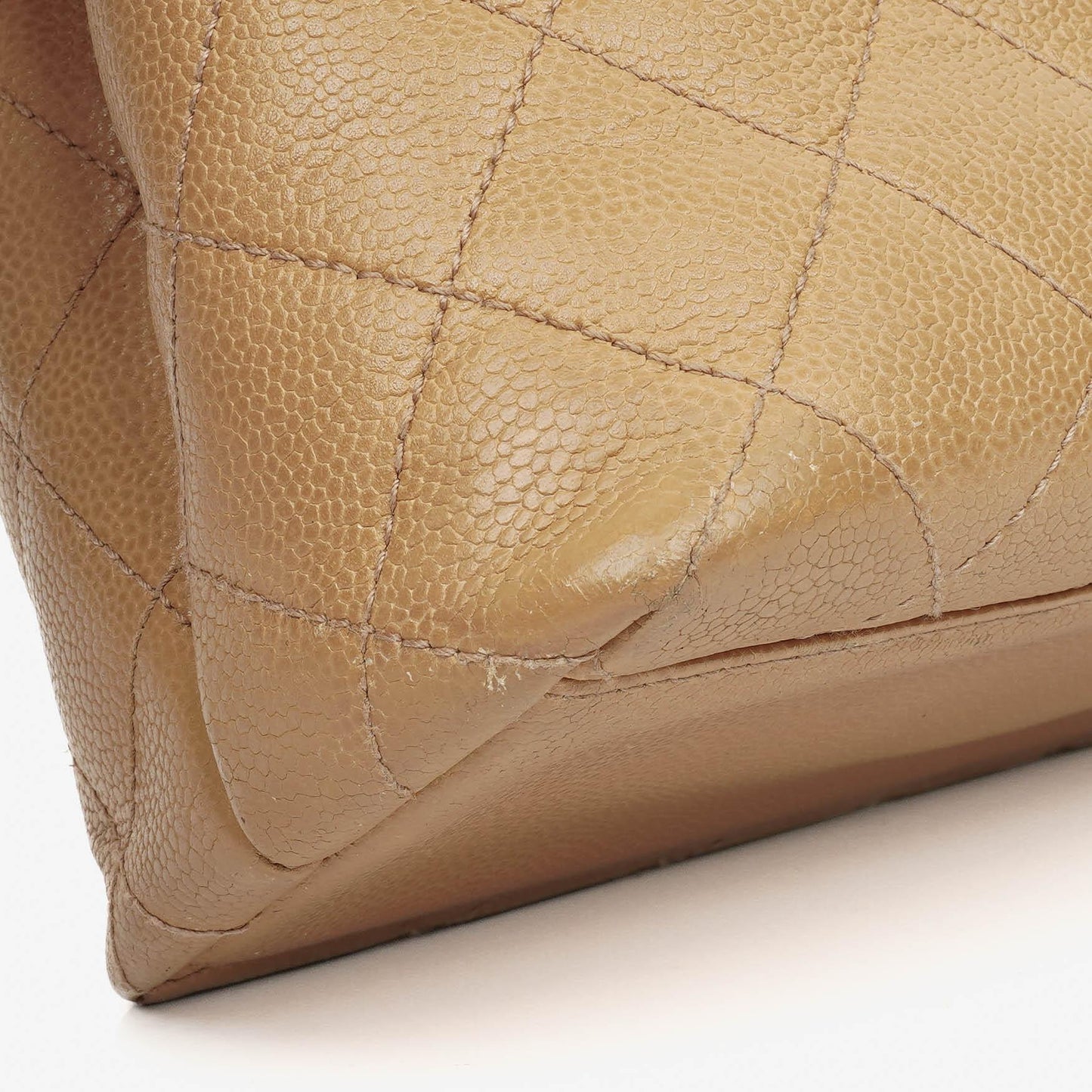 Chanel Beige Caviar Quilted Jumbo Kelly Flap Bag