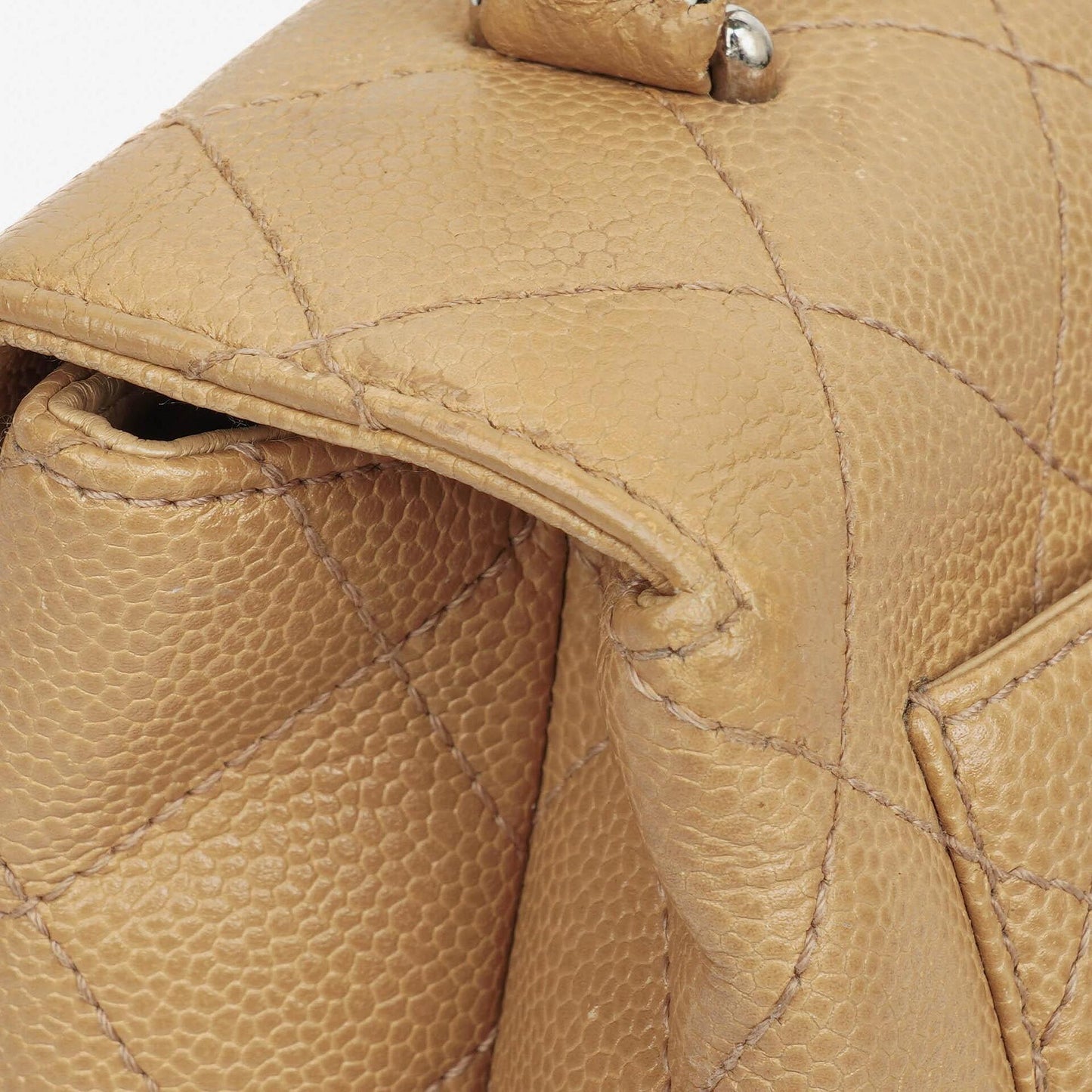 Chanel Beige Caviar Quilted Jumbo Kelly Flap Bag