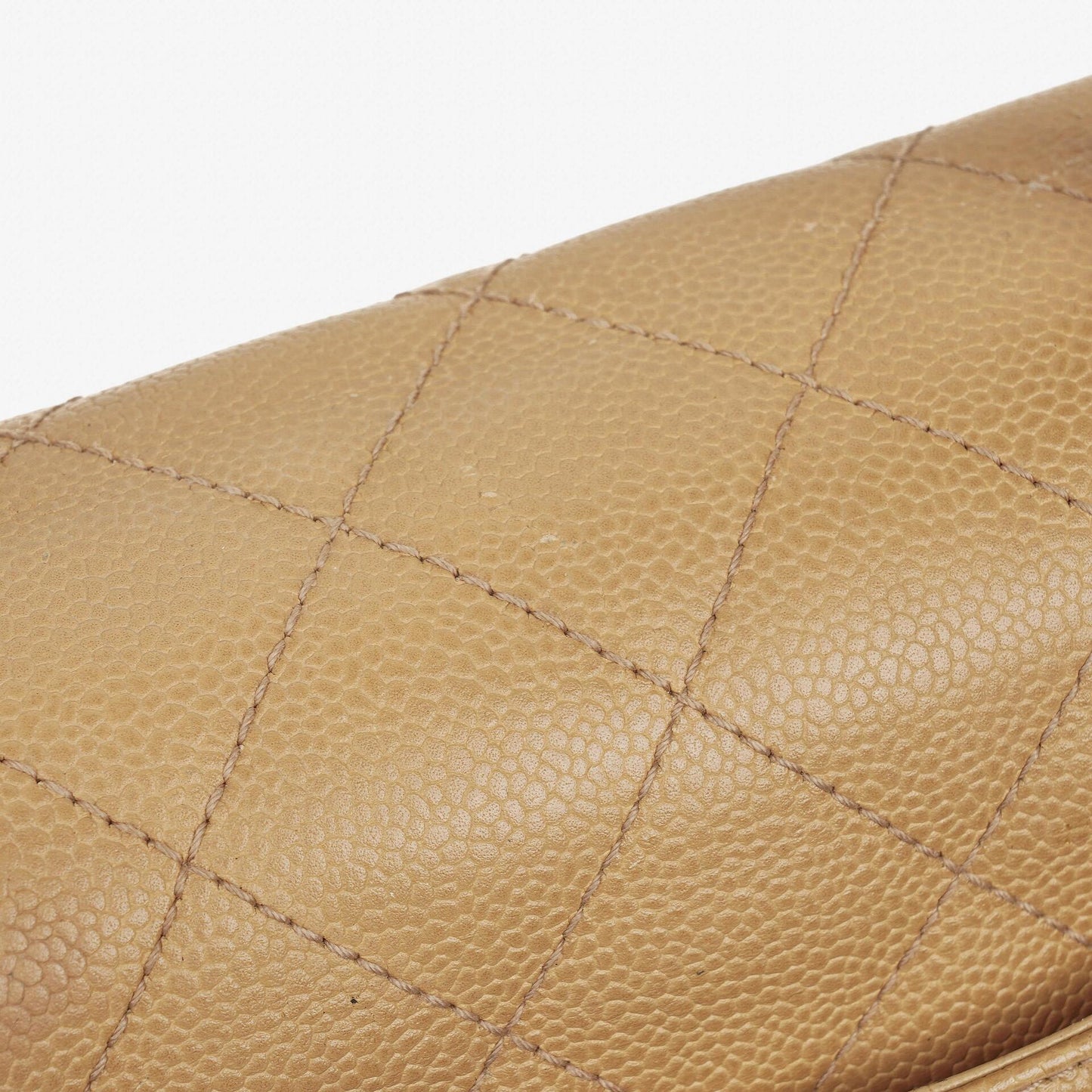 Chanel Beige Caviar Quilted Jumbo Kelly Flap Bag