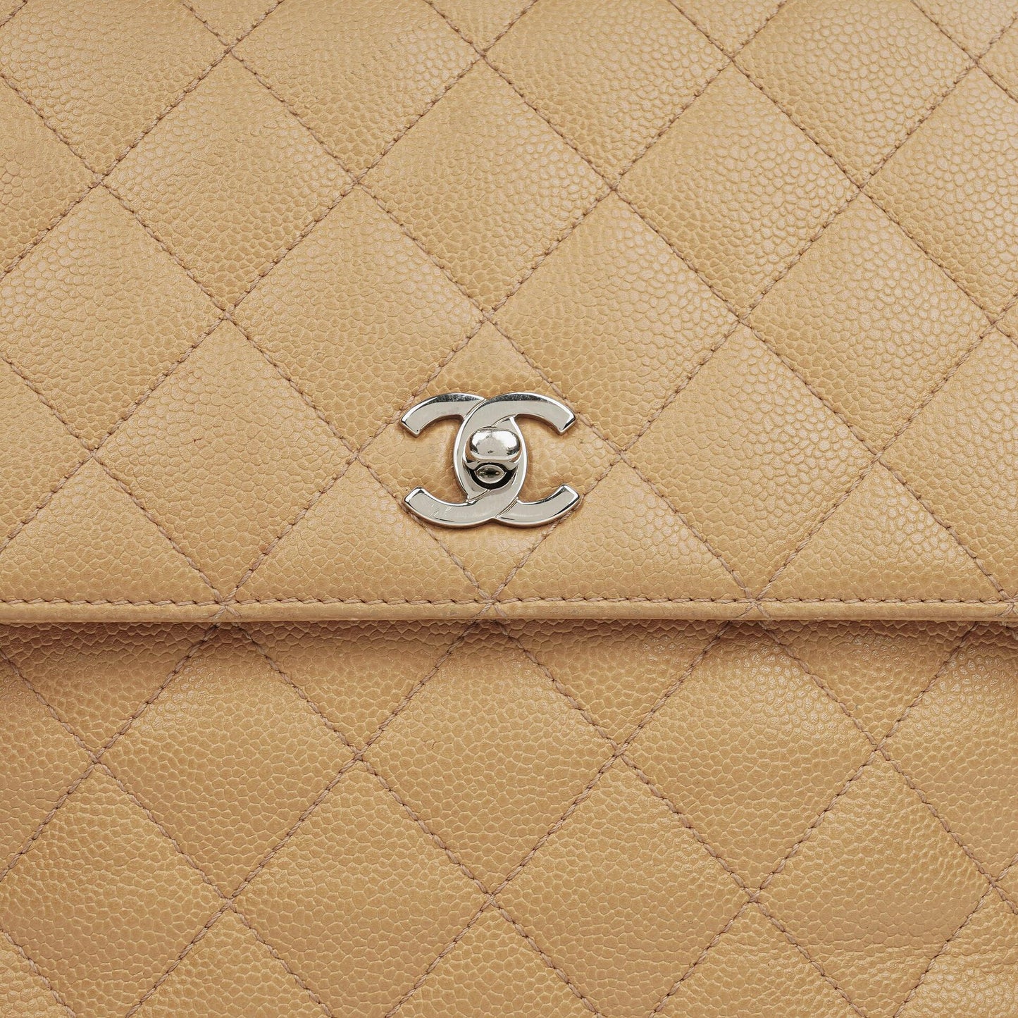 Chanel Beige Caviar Quilted Jumbo Kelly Flap Bag