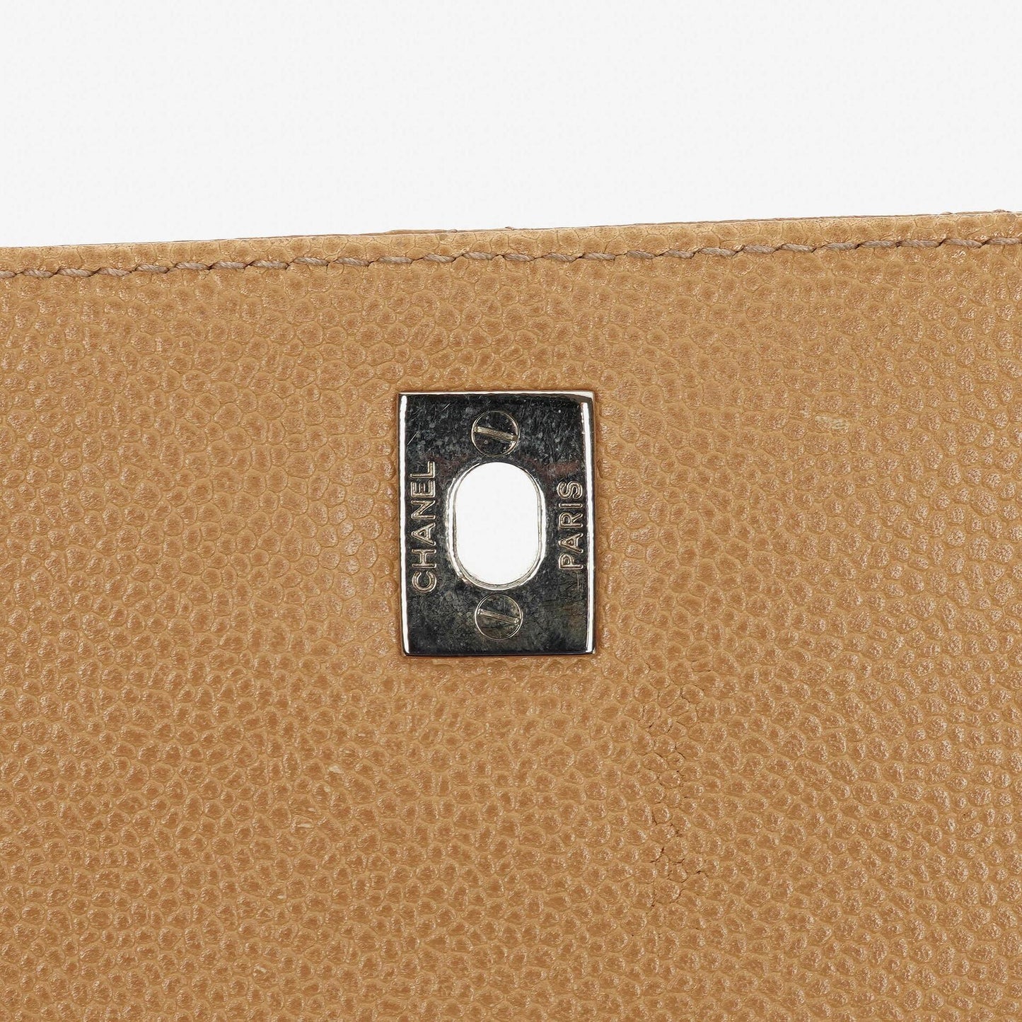 Chanel Beige Caviar Quilted Jumbo Kelly Flap Bag