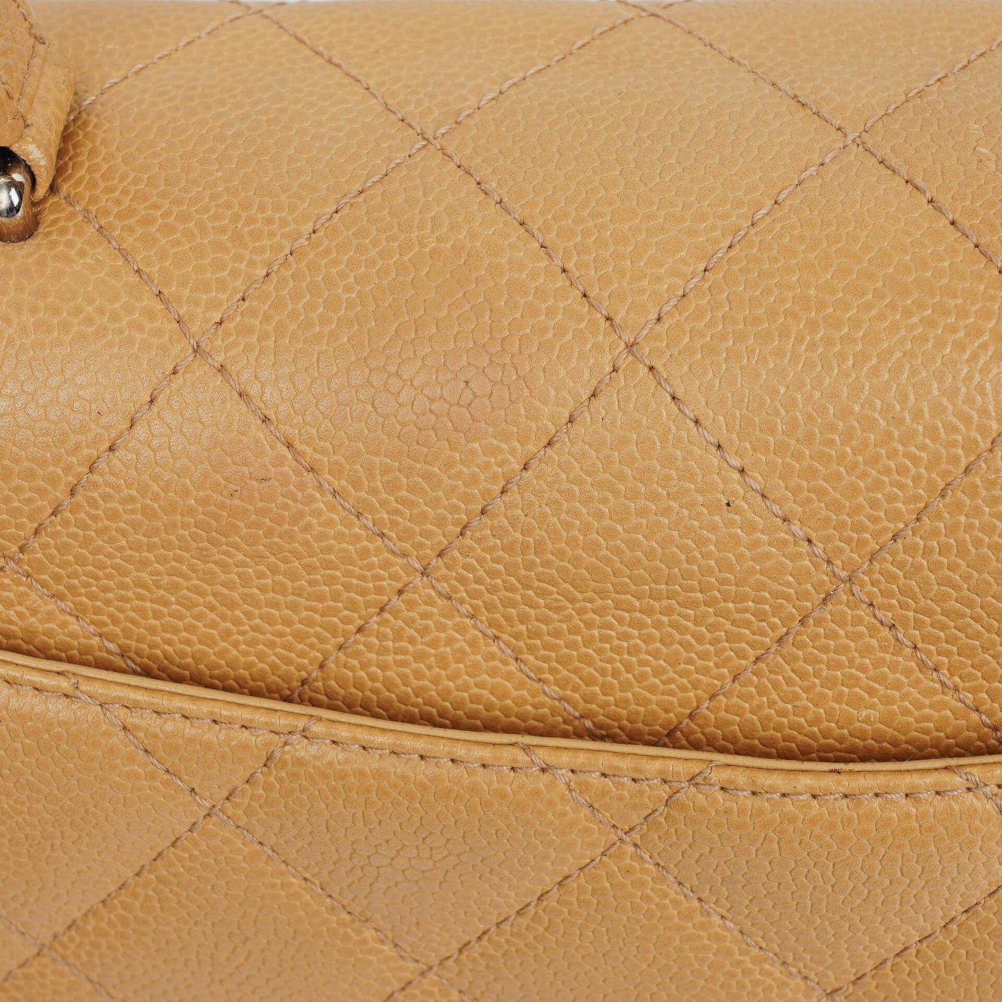 Chanel Beige Caviar Quilted Jumbo Kelly Flap Bag