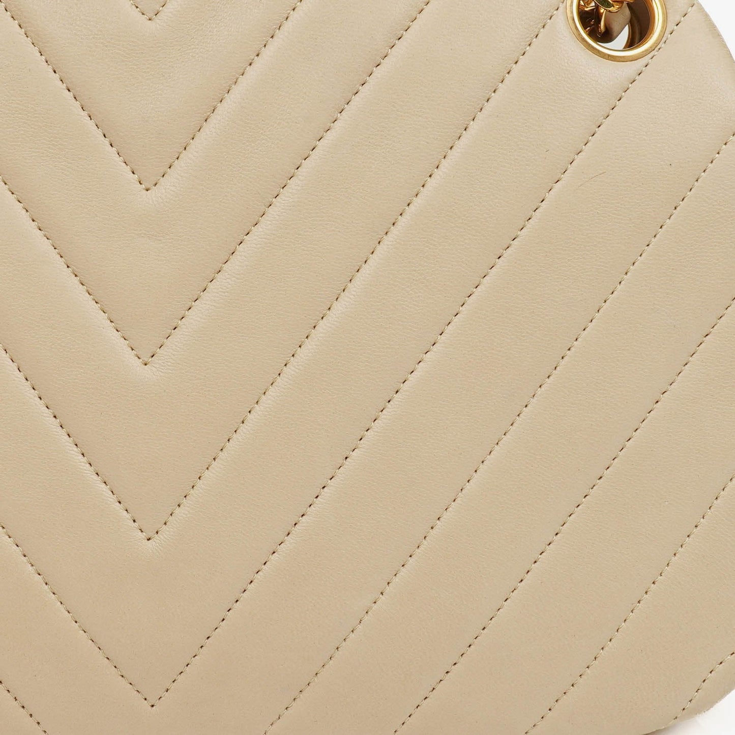 Chanel Beige Chevron Lambskin Kiss Lock Bag