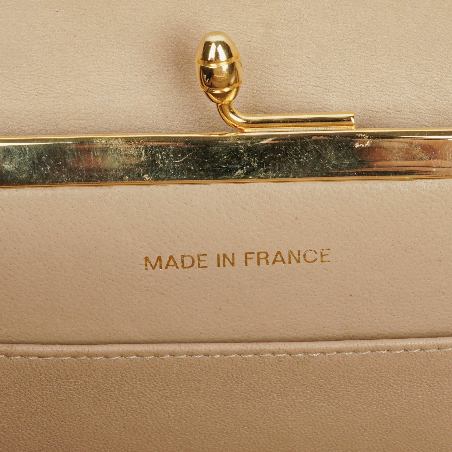 Chanel Beige Chevron Lambskin Kiss Lock Bag
