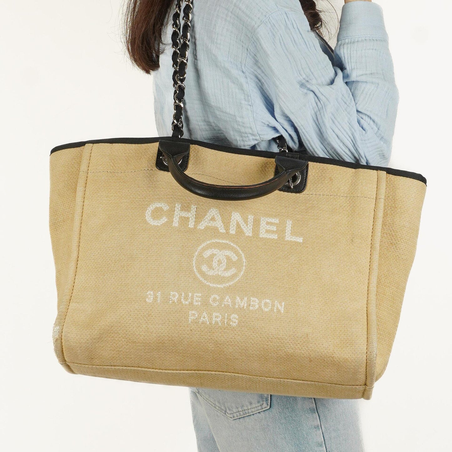 Chanel Beige Deauville Medium Tote Bag
