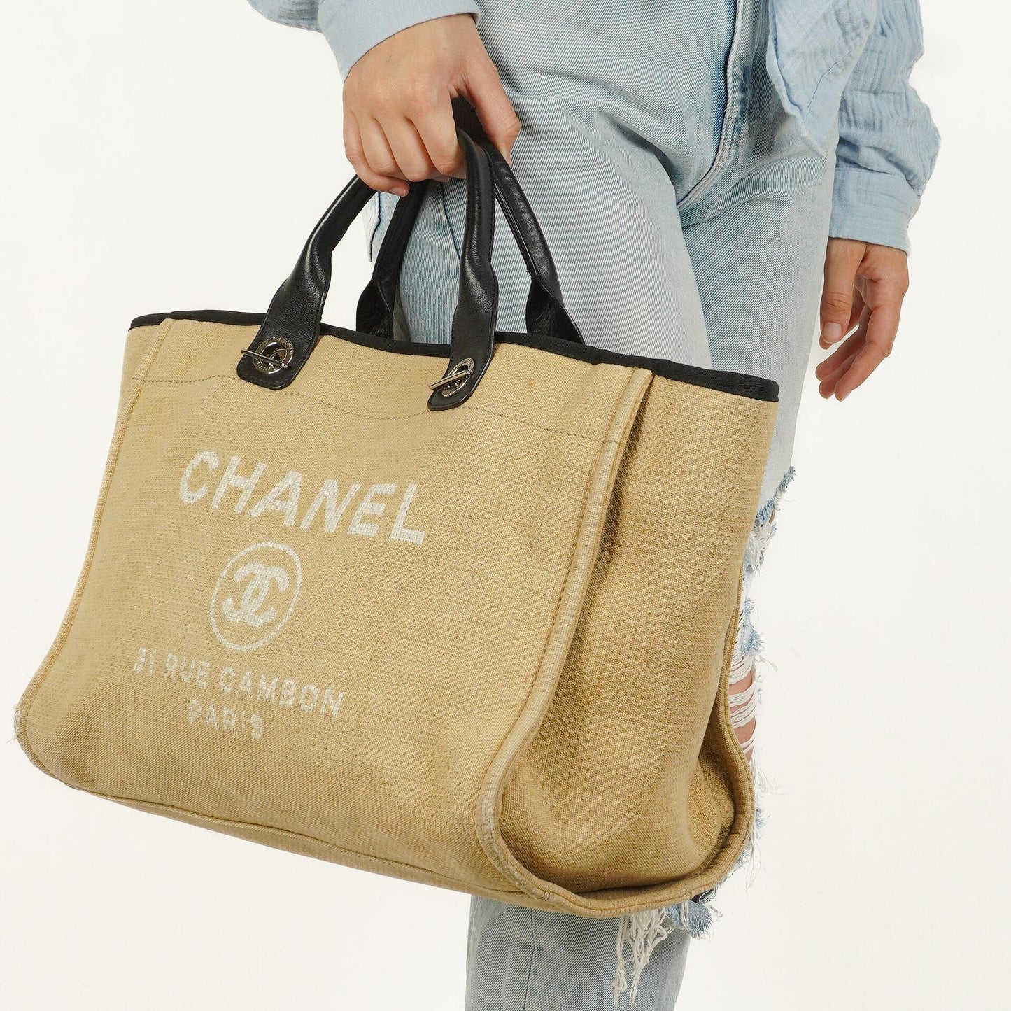 Chanel Beige Deauville Medium Tote Bag