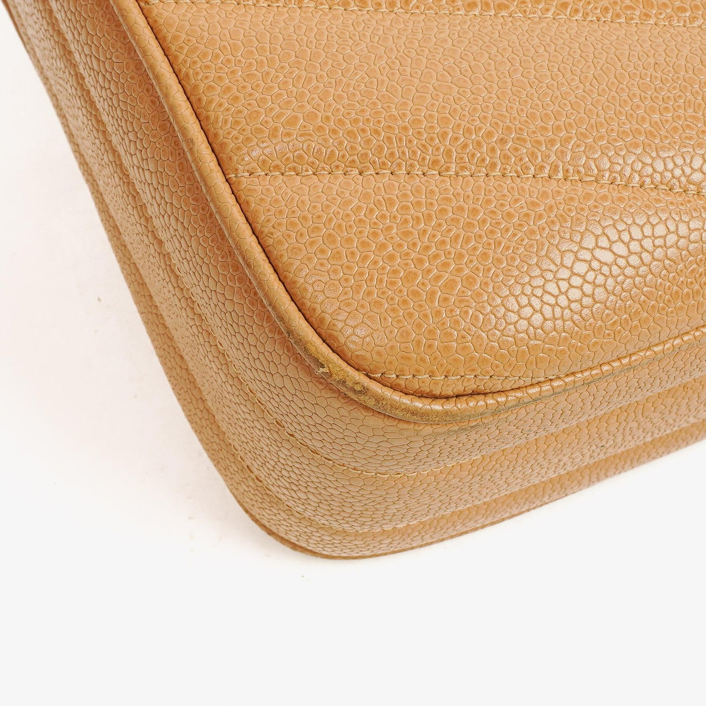 Chanel Beige Jumbo Caviar Diagonal Pocket Camera Bag