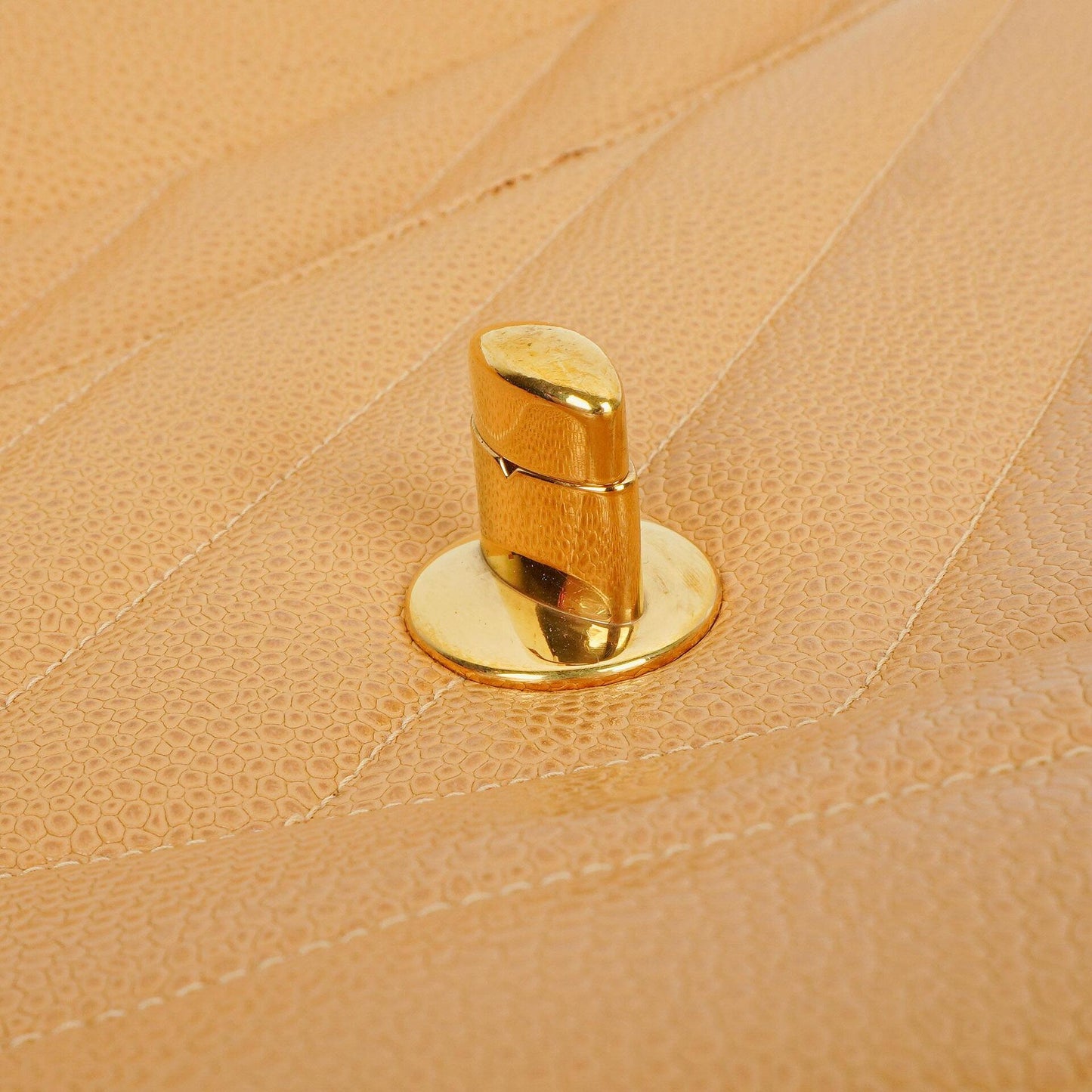 Chanel Beige Jumbo Caviar Diagonal Pocket Camera Bag