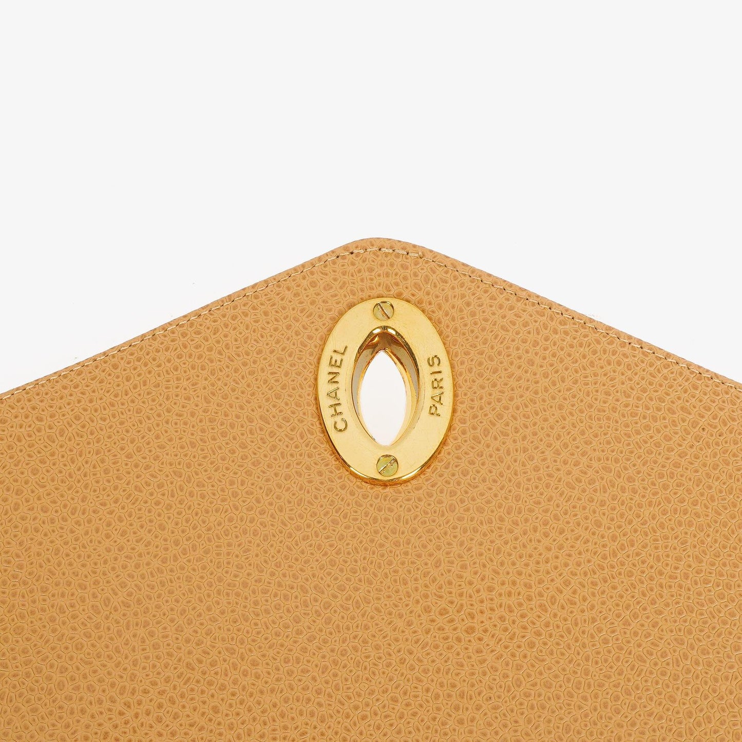 Chanel Beige Jumbo Caviar Diagonal Pocket Camera Bag