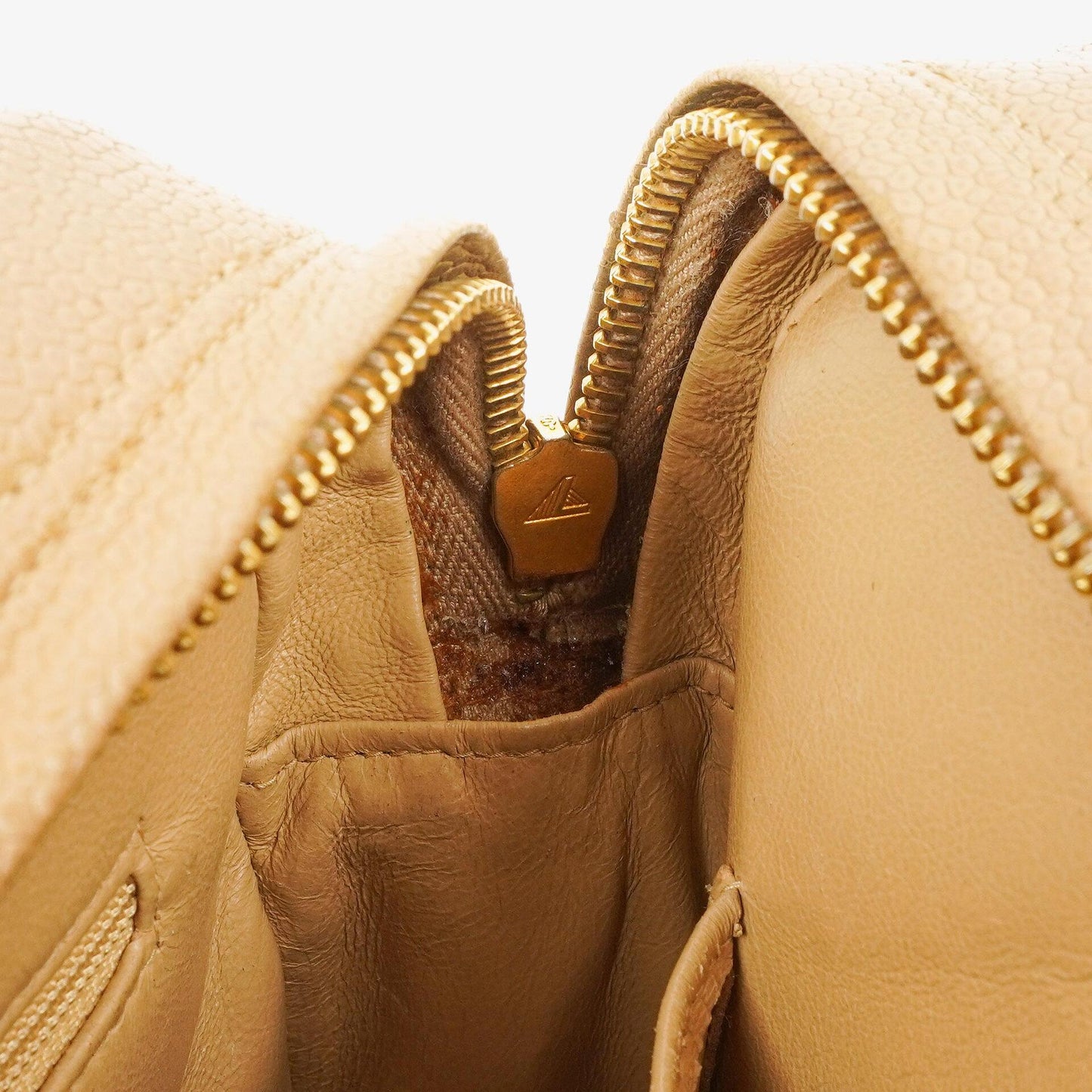Chanel Beige Jumbo Caviar Diagonal Pocket Camera Bag