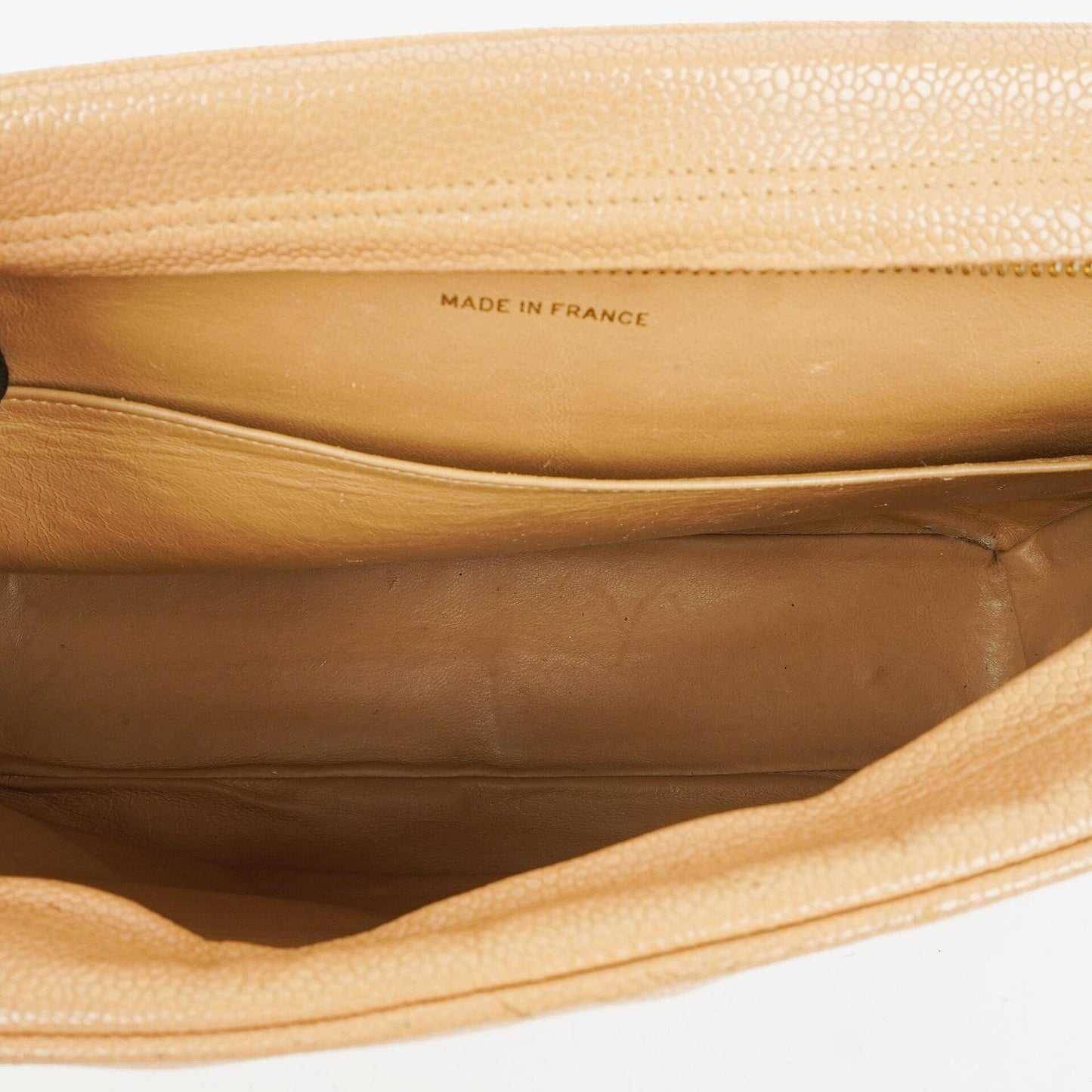 Chanel Beige Jumbo Caviar Diagonal Pocket Camera Bag