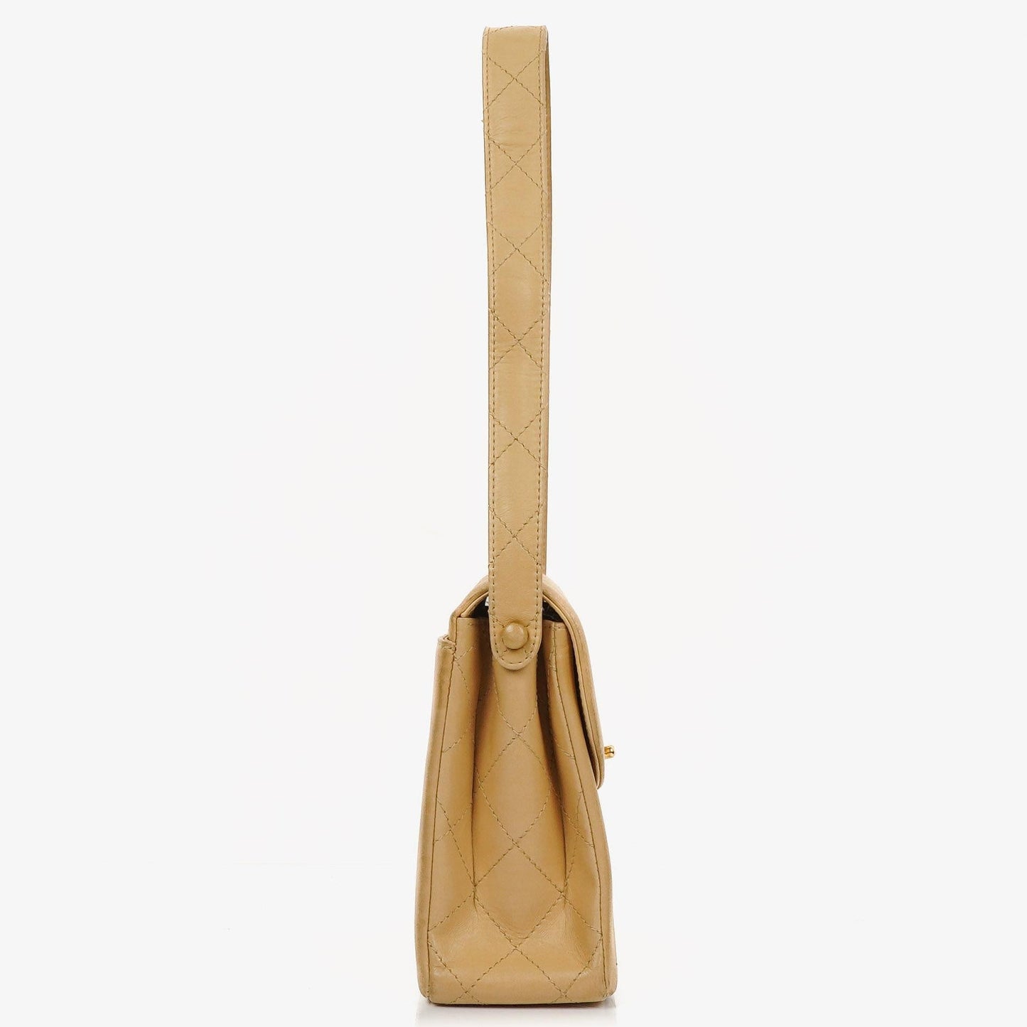 Chanel Beige Quilted Lambskin Diana Shoulder Bag With 24K Gold-Plated Hardware