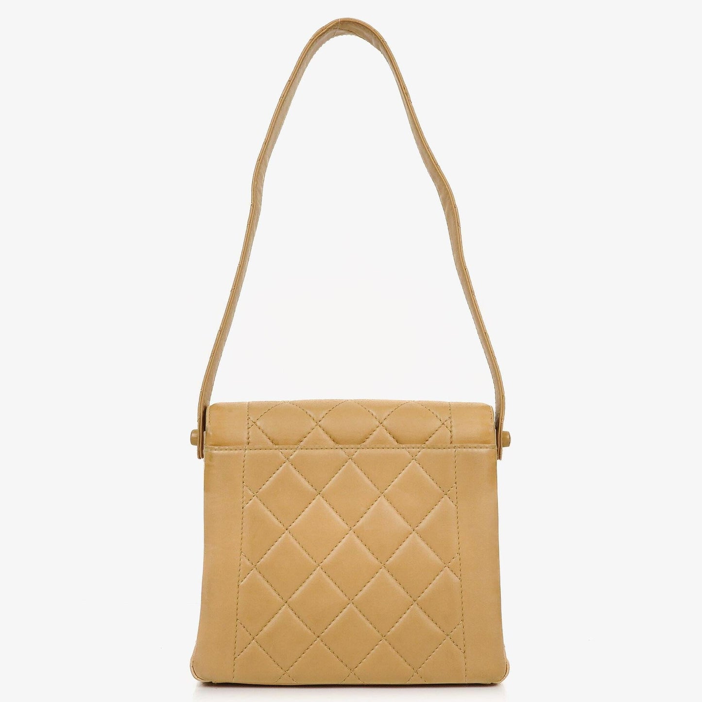 Chanel Beige Quilted Lambskin Diana Shoulder Bag With 24K Gold-Plated Hardware